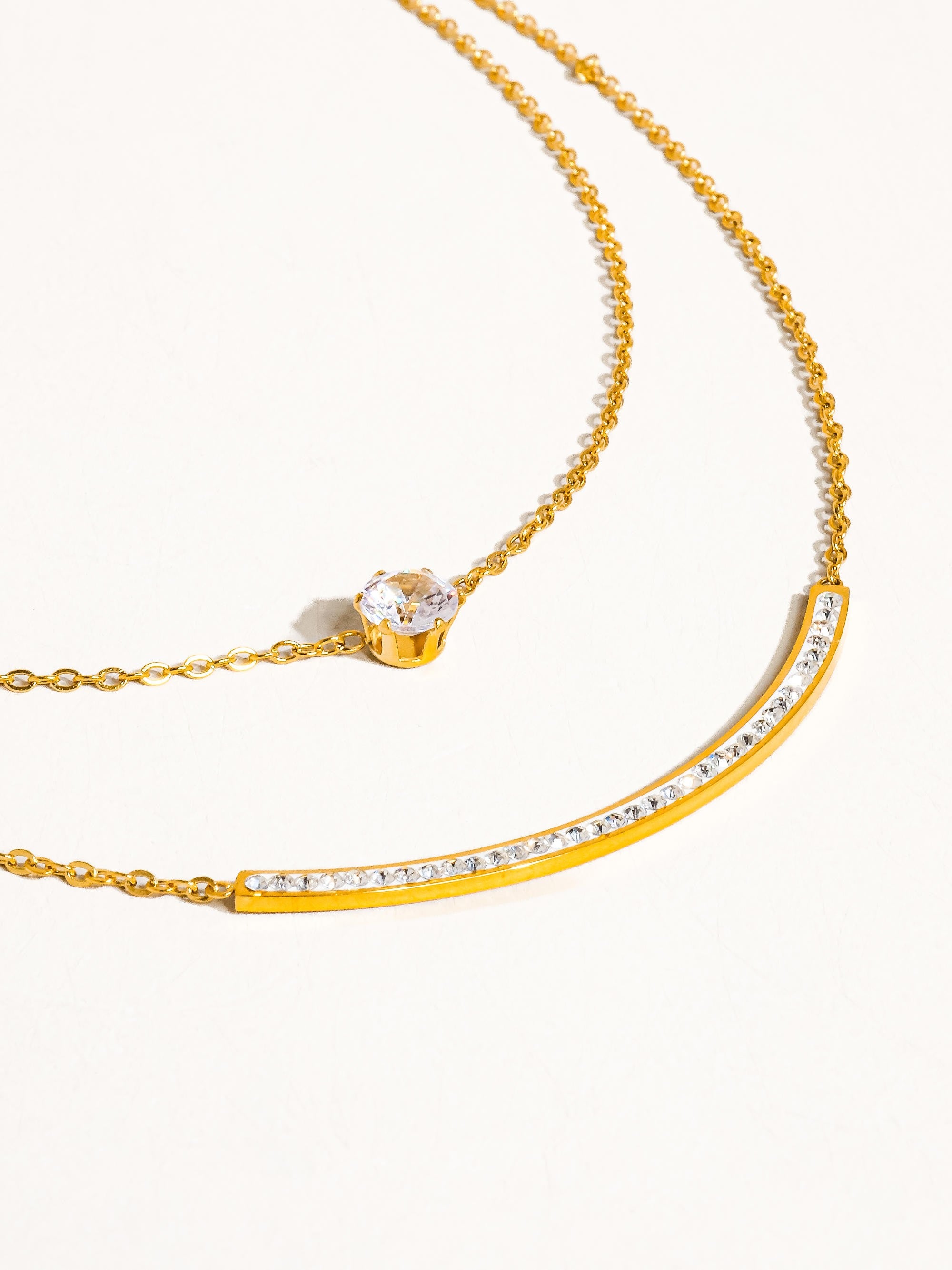18k Gold Layered Smile Cz Necklace