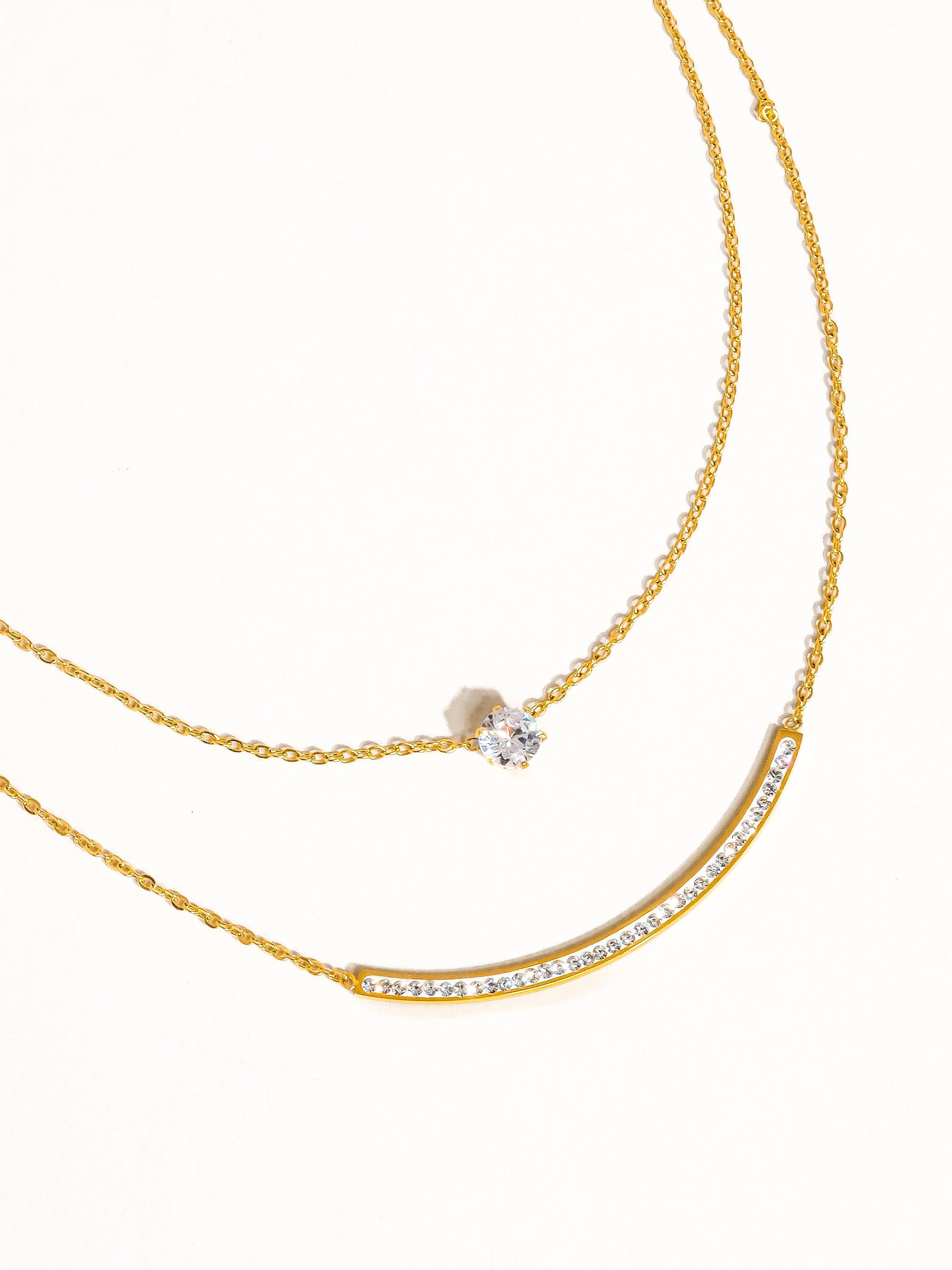18k Gold Layered Smile Cz Necklace