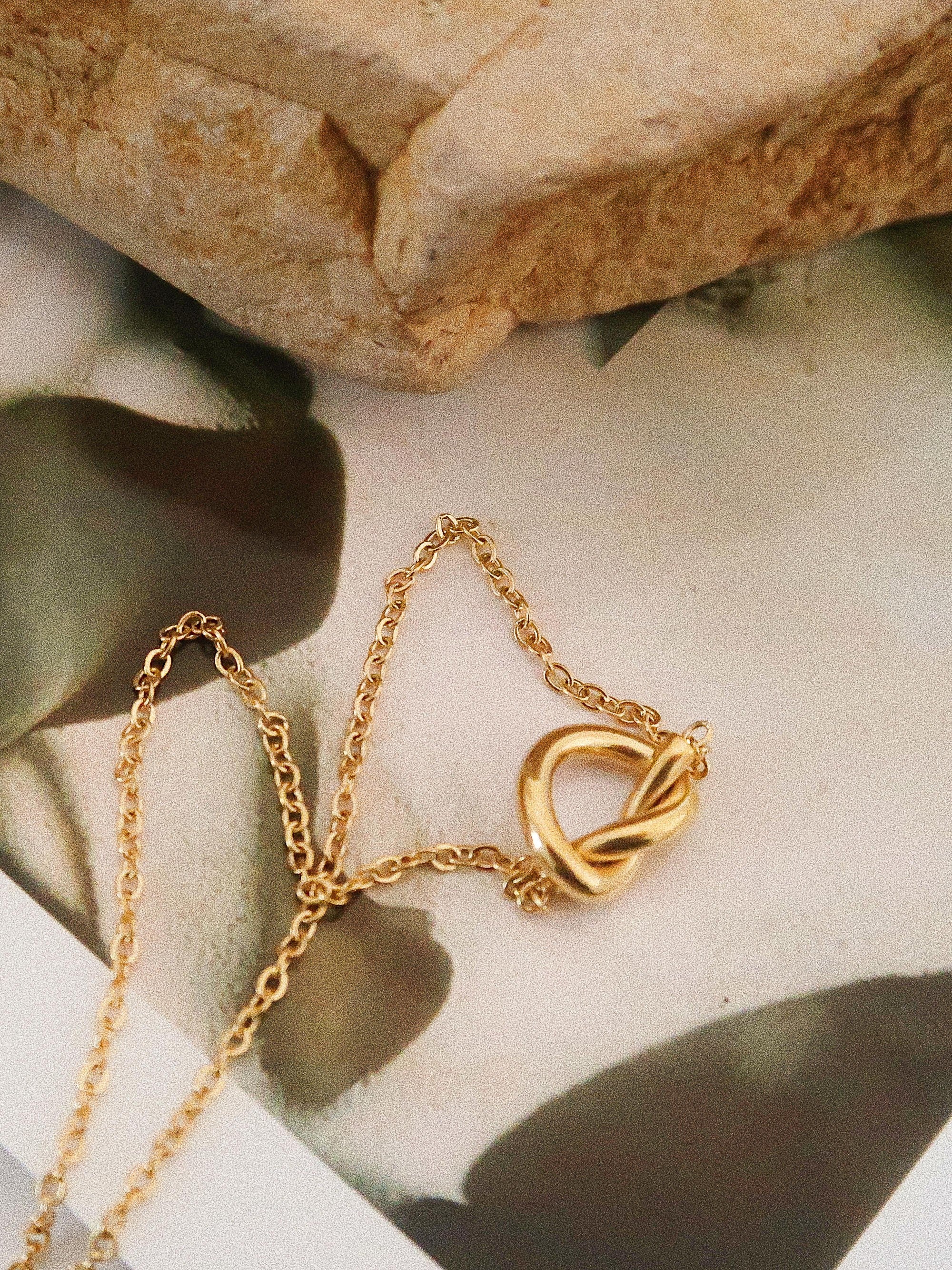 18k Gold Petite Braided Heart Necklace