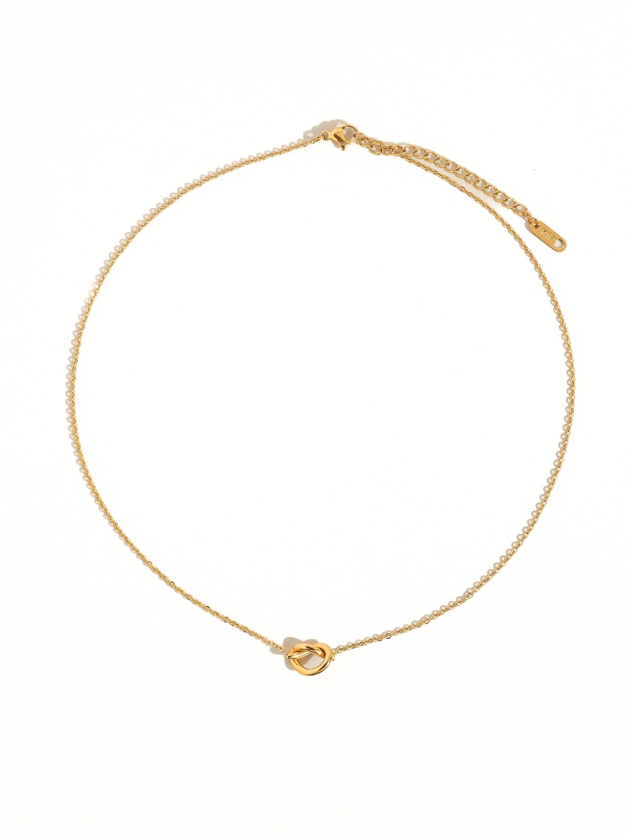 18k Gold Petite Braided Heart Necklace