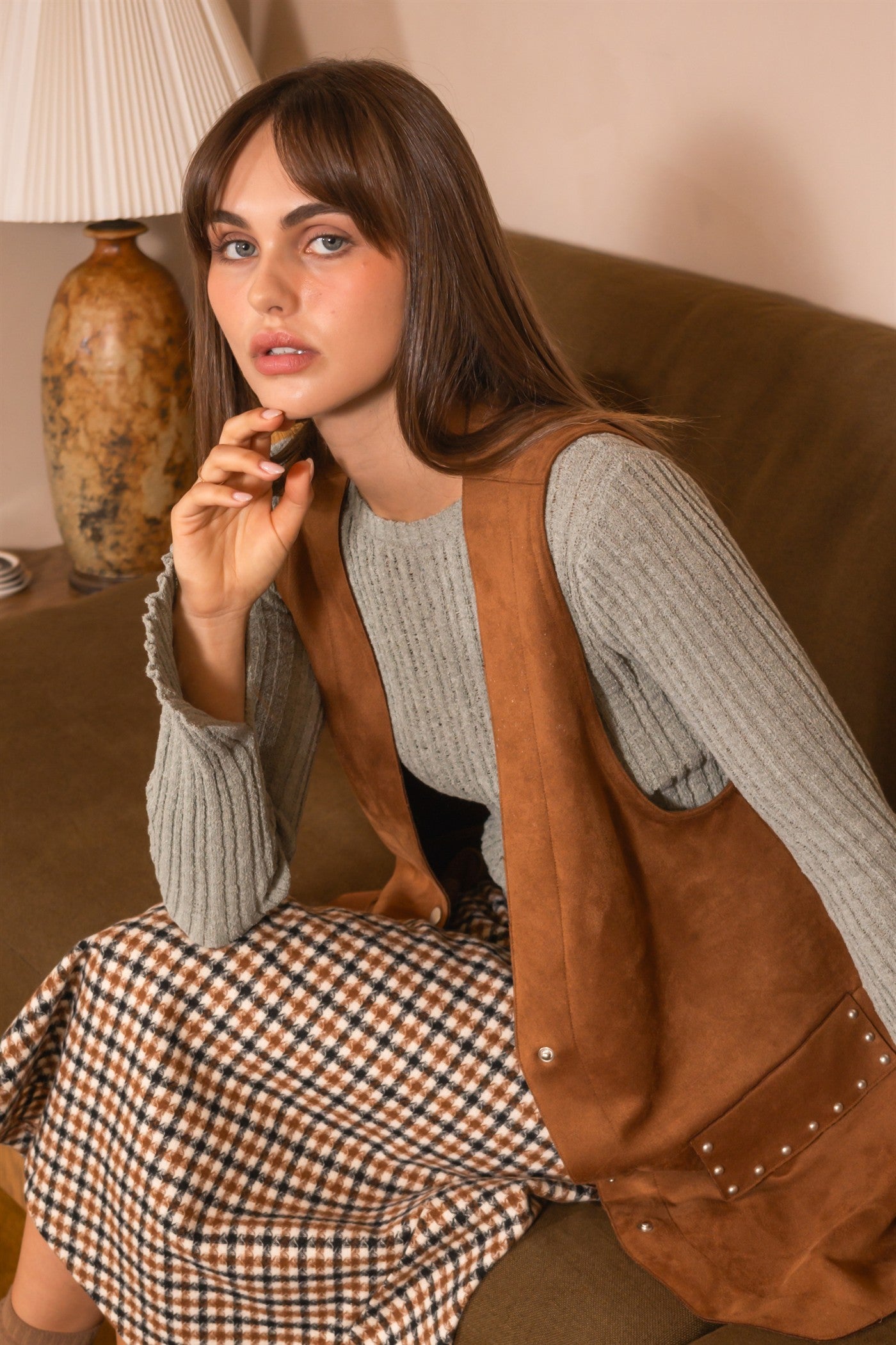 Sage Green Ribbed Knit Sweater