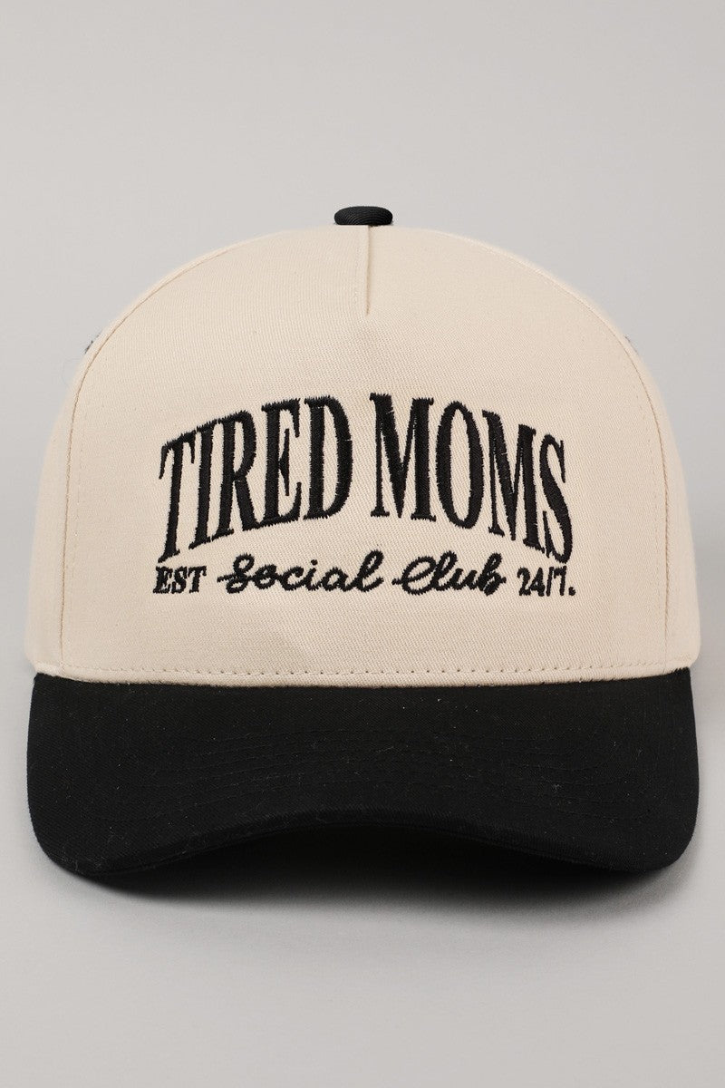 Tired Moms Est. Social Club 24/7 Black Embroidered Trucker Hat