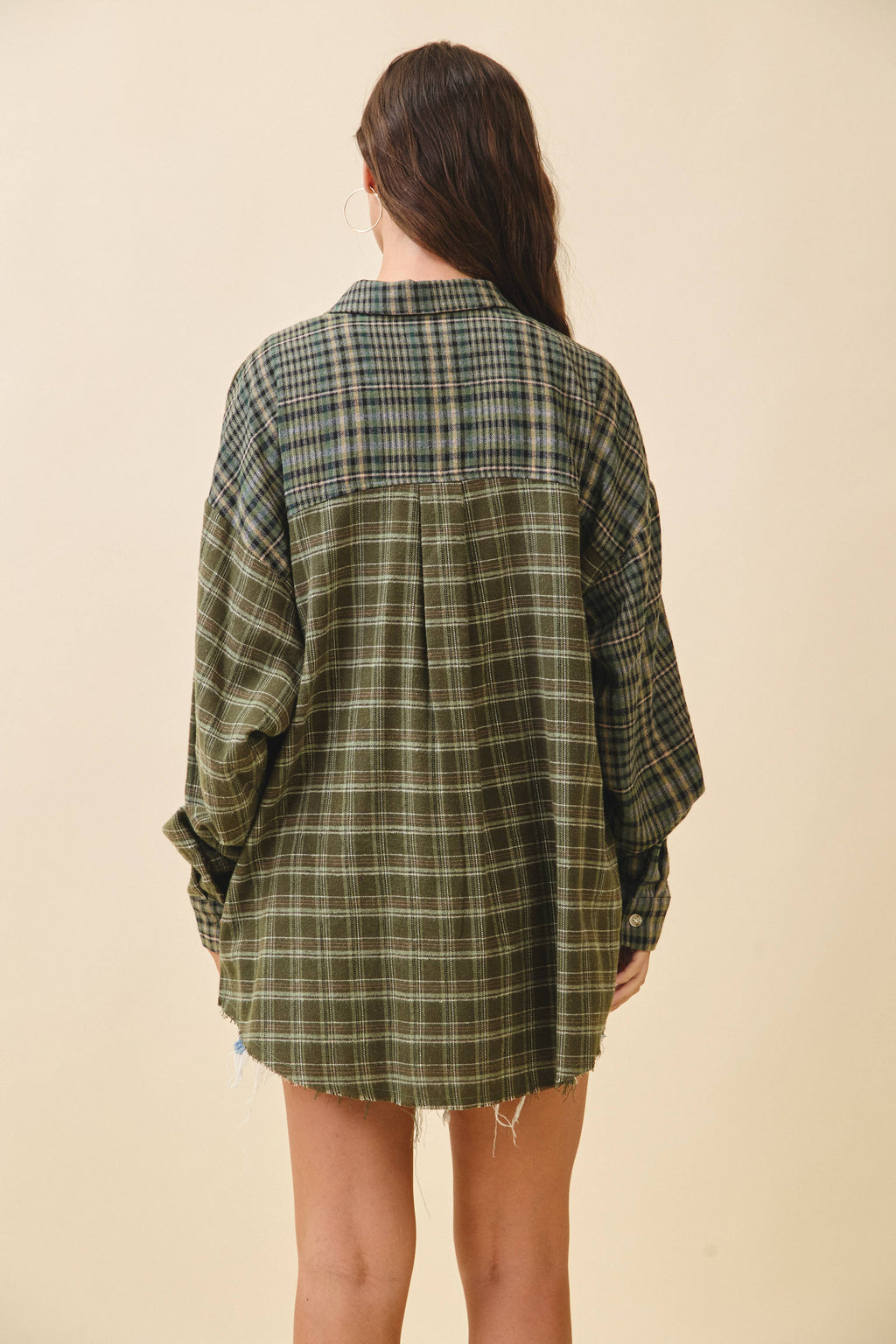 Kambrie Olive Plaid Flannel Shirt