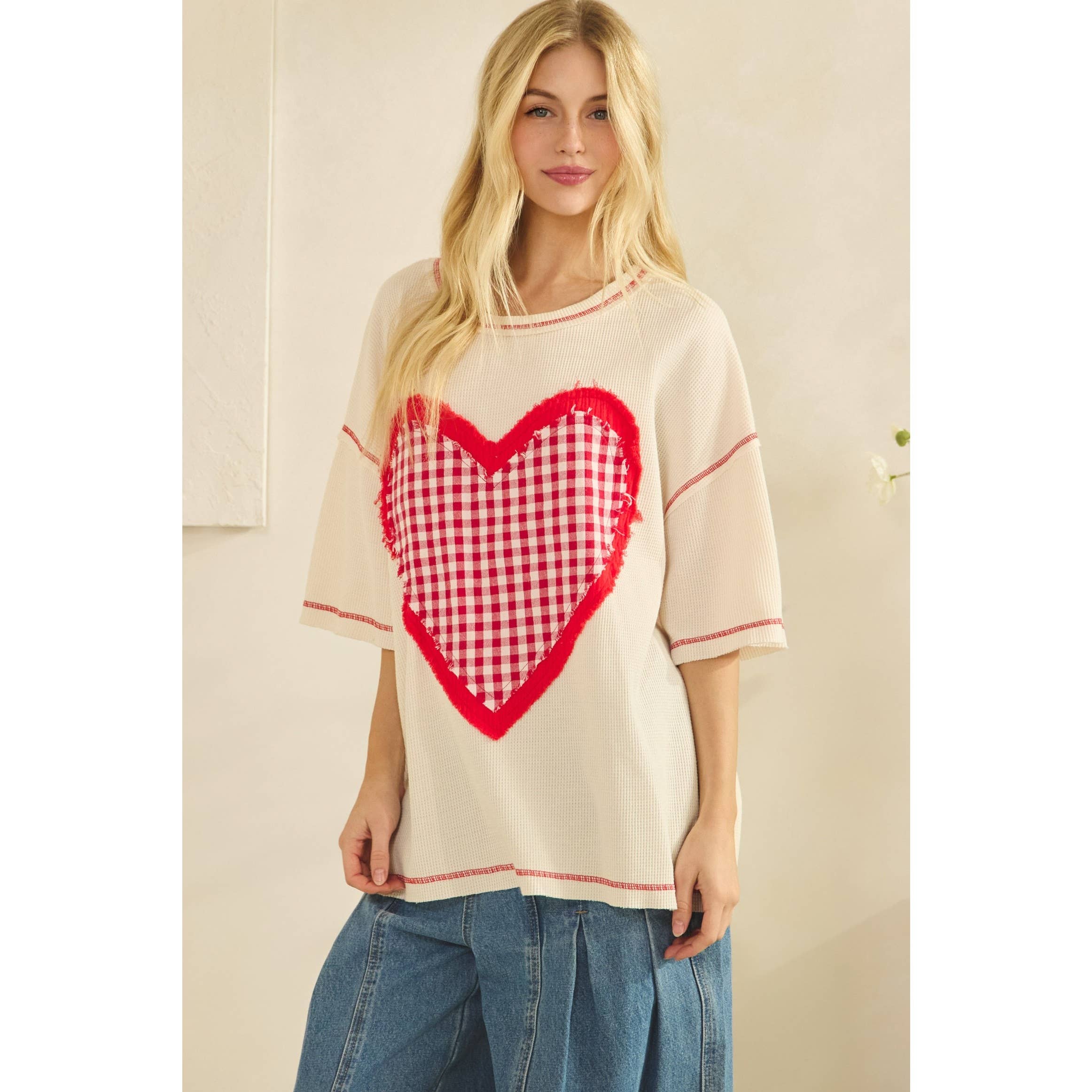 Sweetheart Gingham Waffle Tee