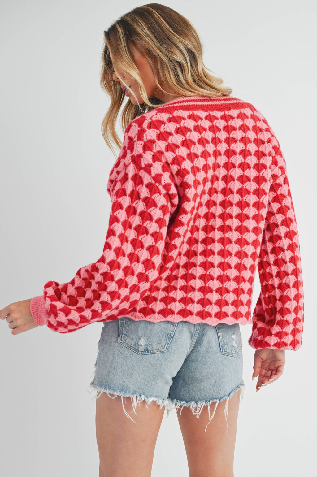 Fantasia Pink + Red Cardigan