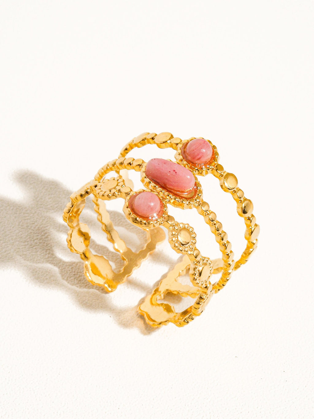 18k Gold Non-tarnish Adjustable Stone Ring