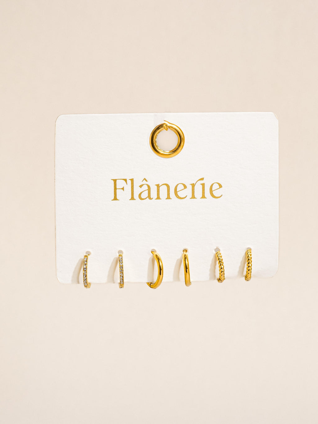 18k Gold Cz Hoops Earring Set Of Three