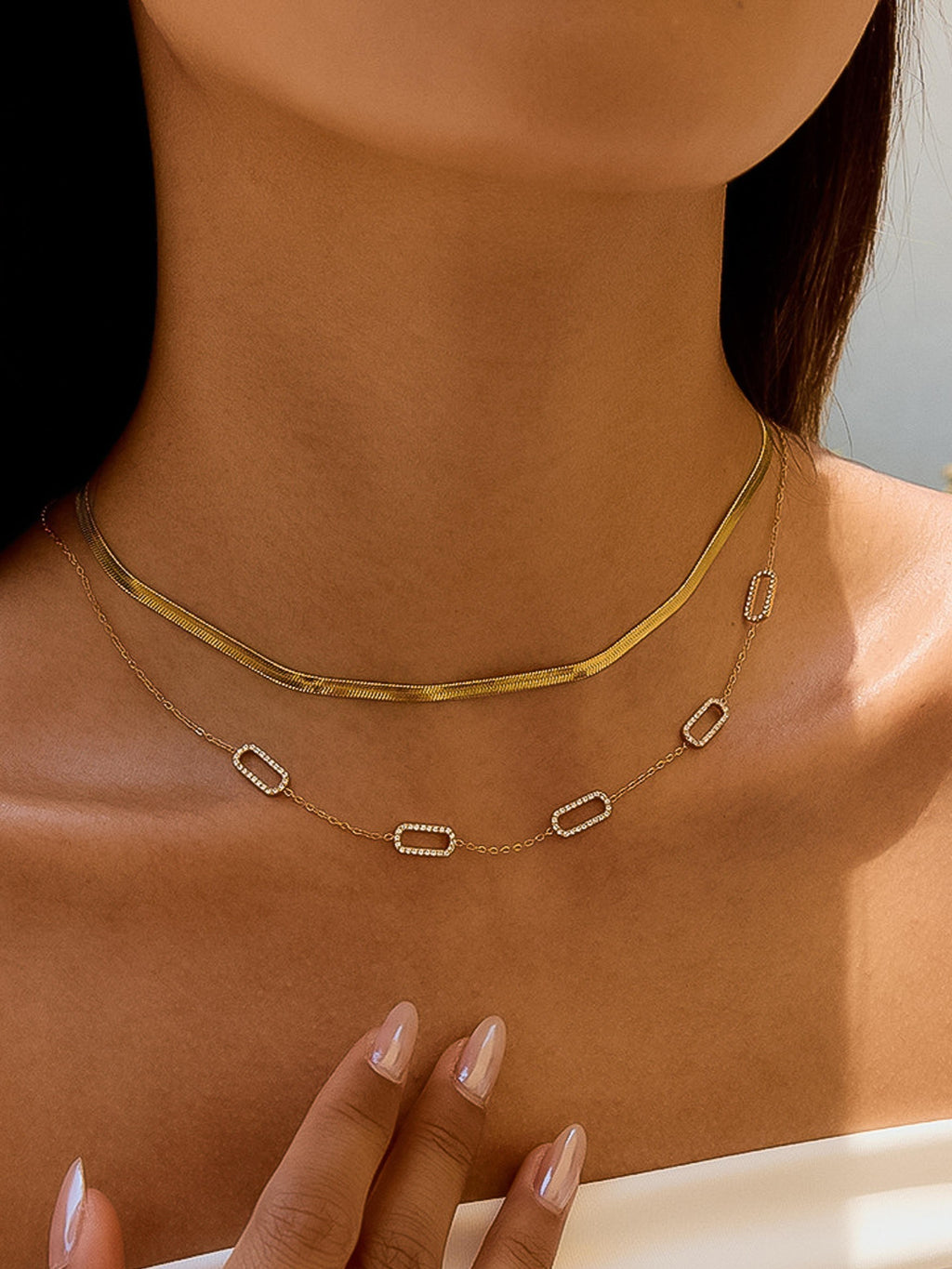 Burnisse 18k Gold Dainty Geometric Necklace