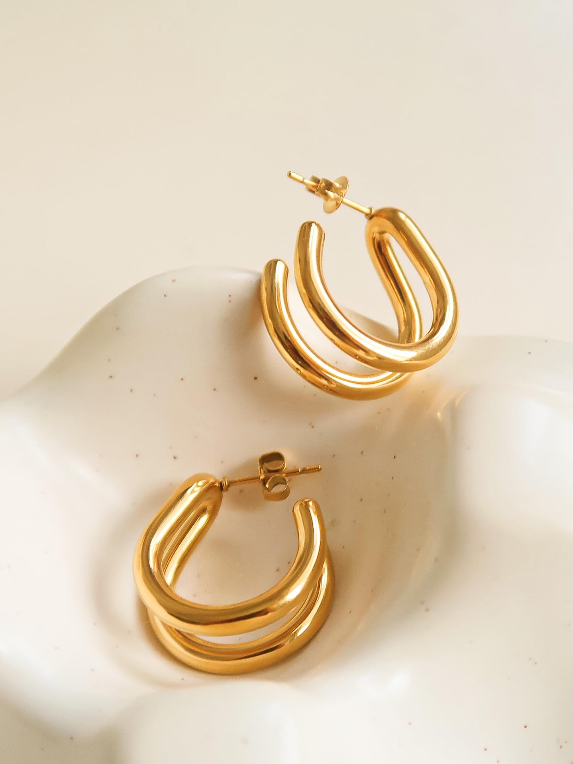 18k Gold Double C Hoop Earring