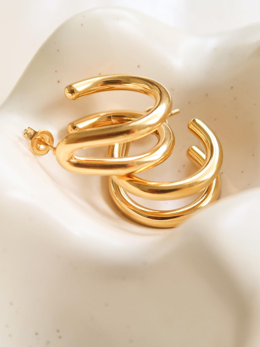 18k Gold Double C Hoop Earring