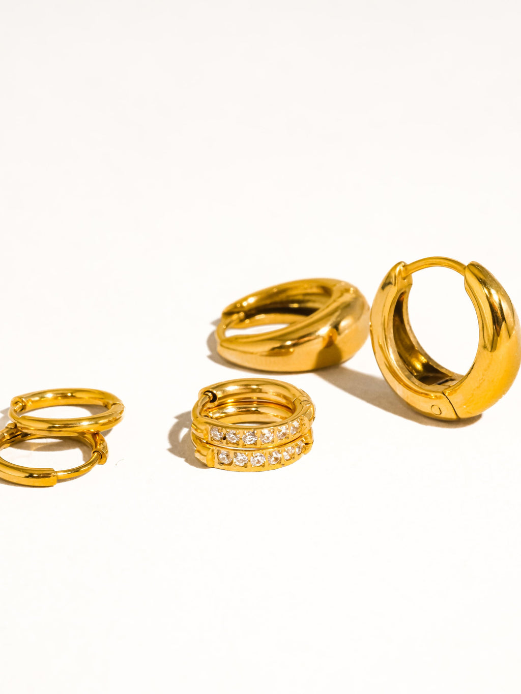 18k Gold Non-tarnish Glam Hoop Earring Set