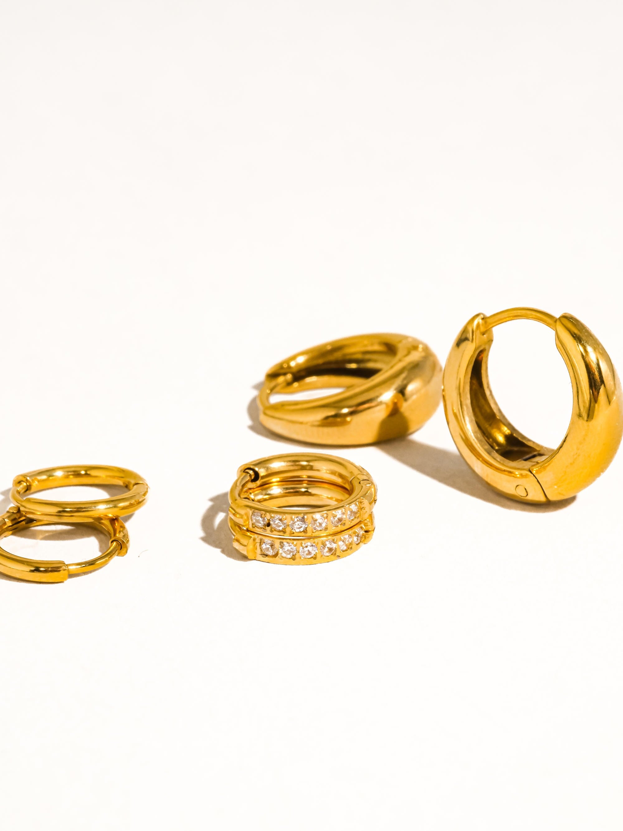 18k Gold Non-tarnish Glam Hoop Earring Set