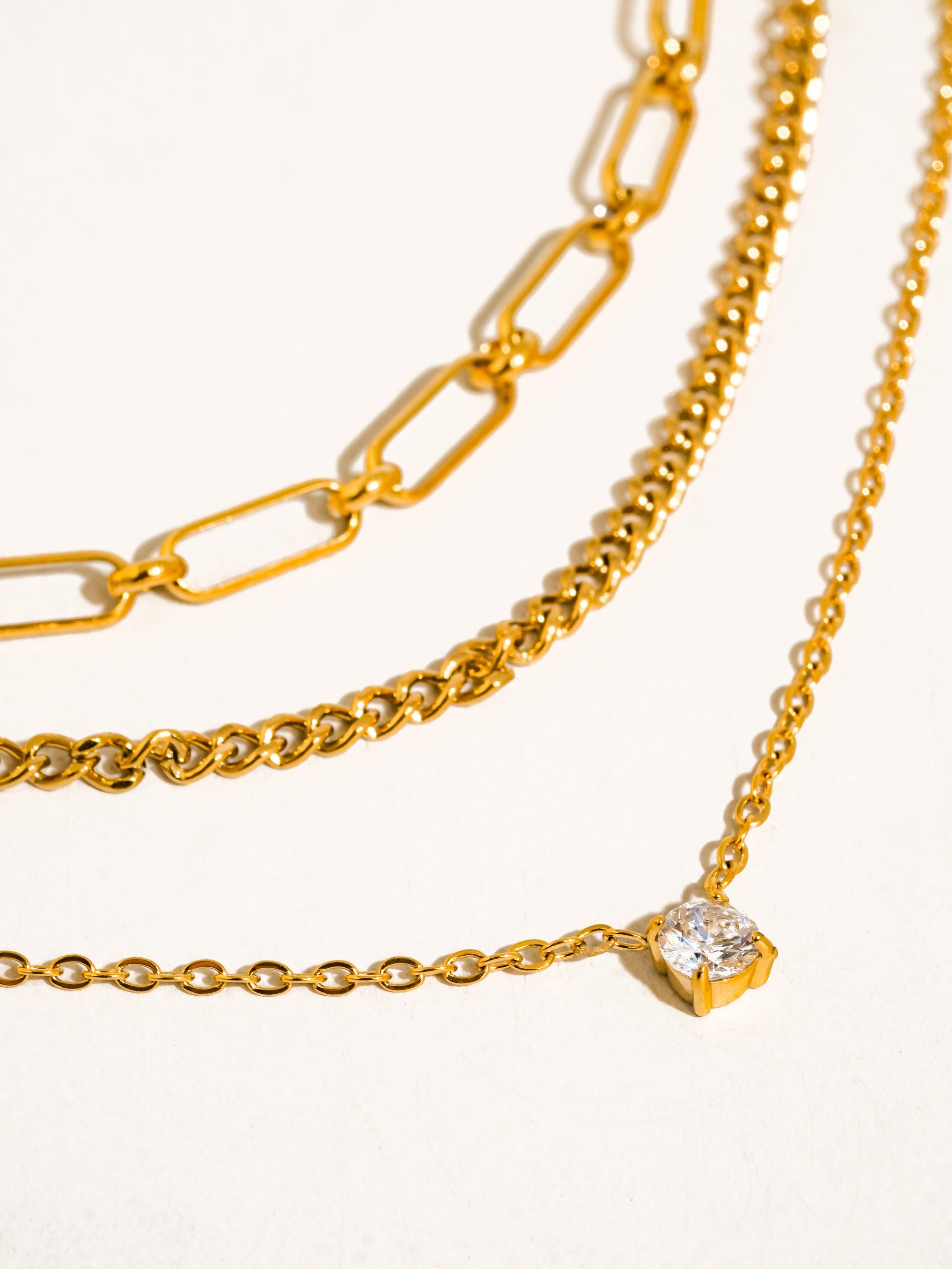 Chavelle 18k Gold Layered Cz Chain Necklace