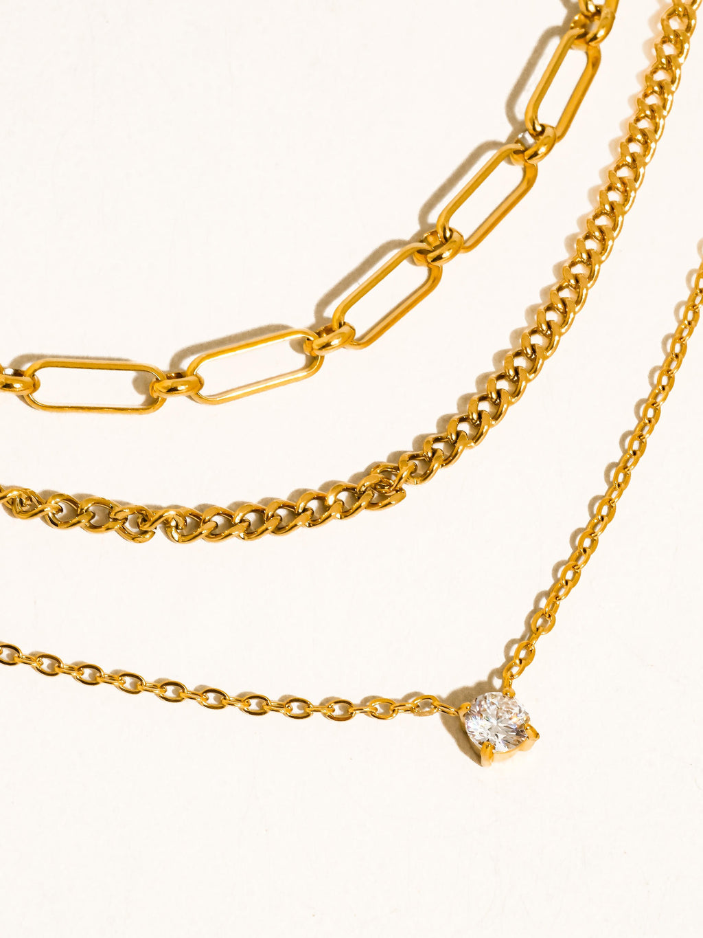 Chavelle 18k Gold Layered Cz Chain Necklace