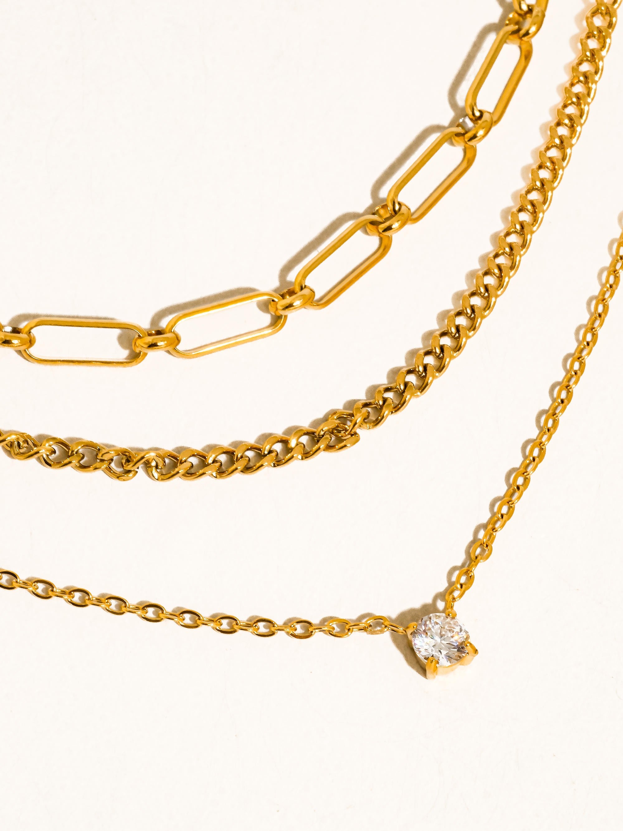 Chavelle 18k Gold Layered Cz Chain Necklace