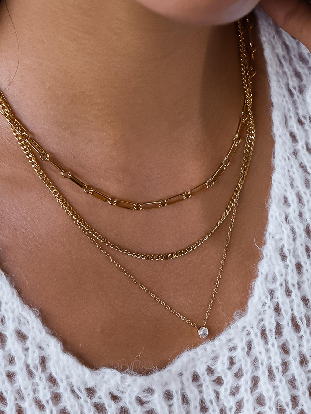 Chavelle 18k Gold Layered Cz Chain Necklace