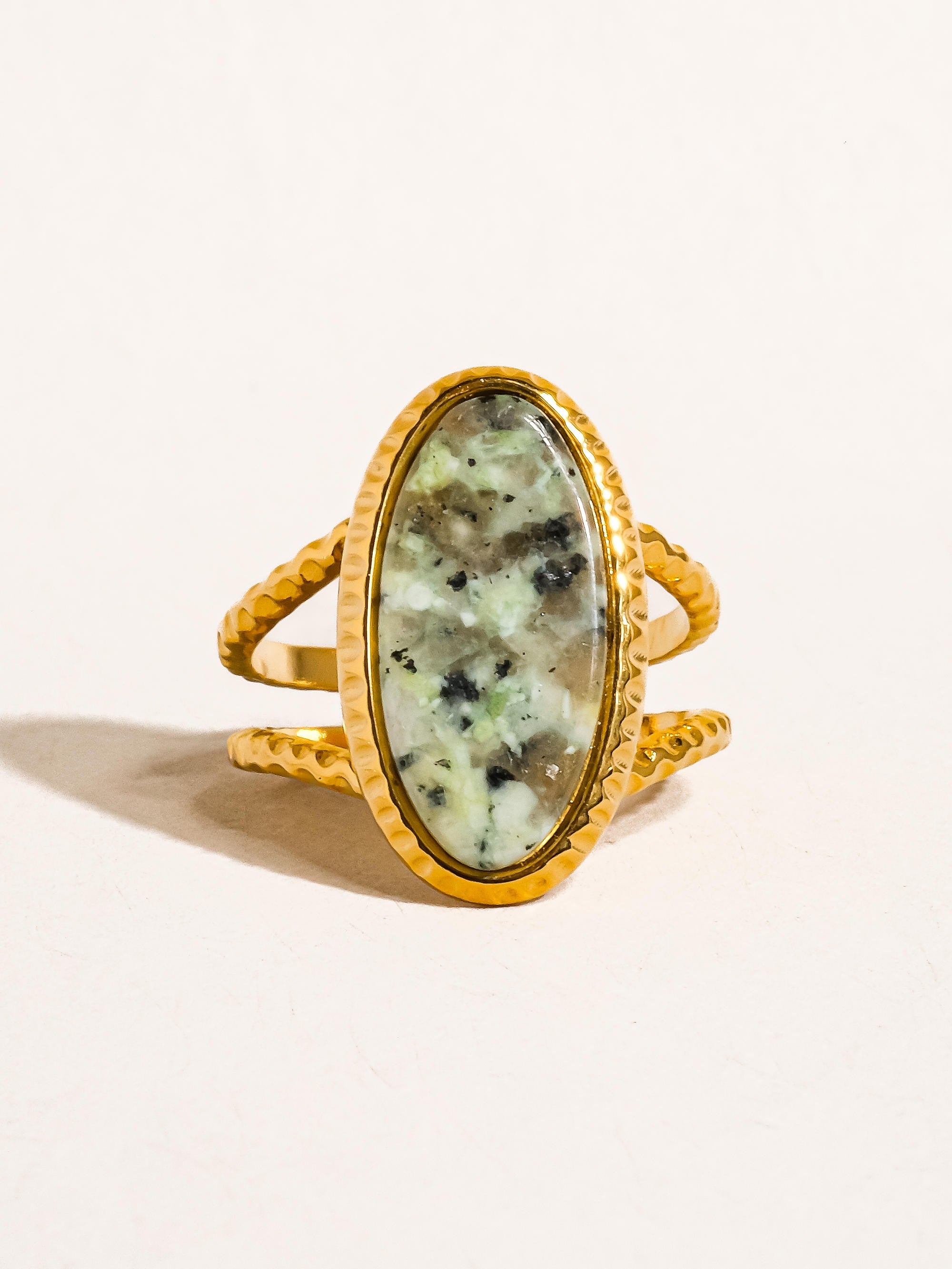 18k Gold Non-tarnish Natural Stone Ring