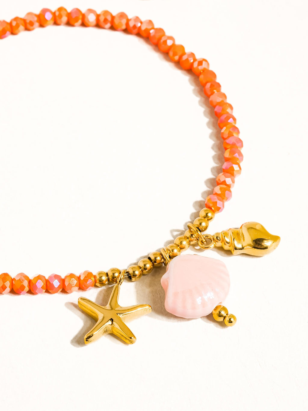 18k Gold Non-tarnish Shells & Star Beaded Bracelet