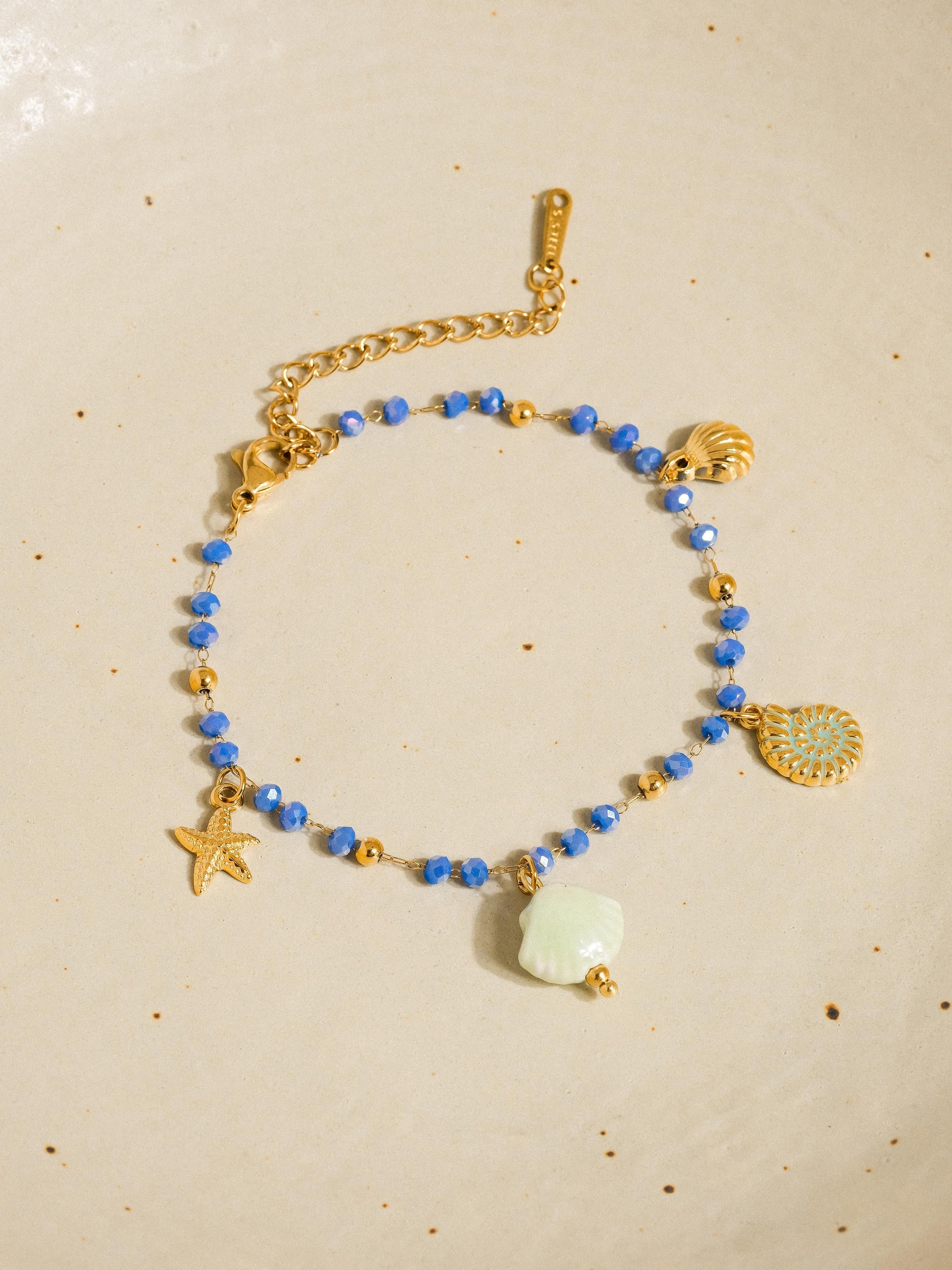 18k Gold Non-tarnish Shells & Star Beaded Bracelet