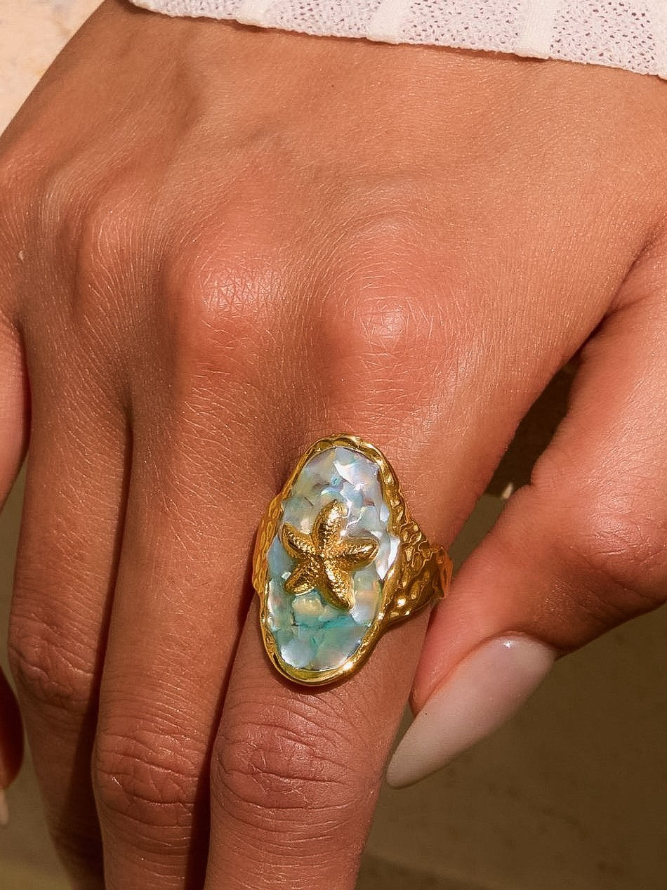 18k Gold Non-tarnish Starfish Ring