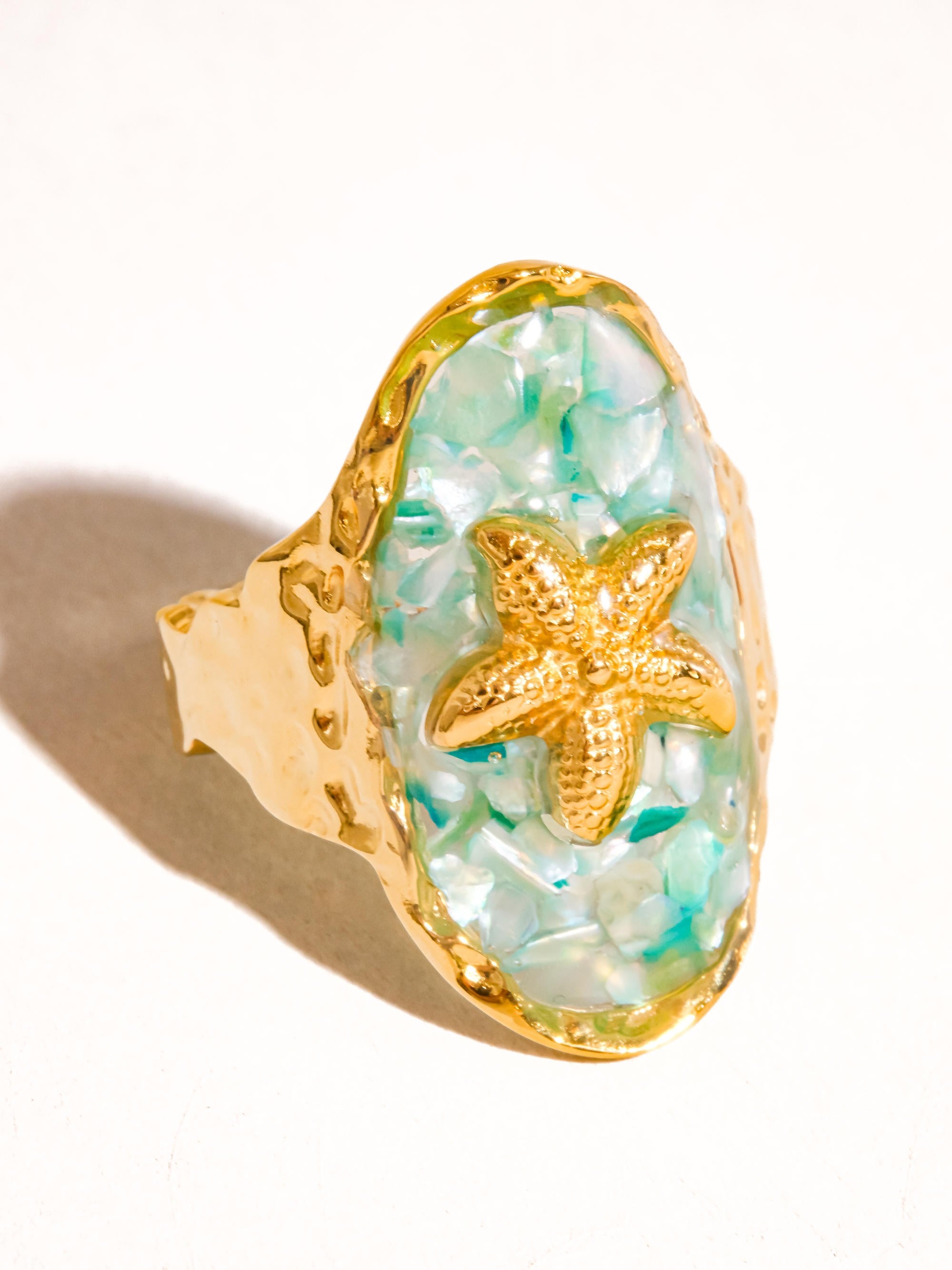 18k Gold Non-tarnish Starfish Ring