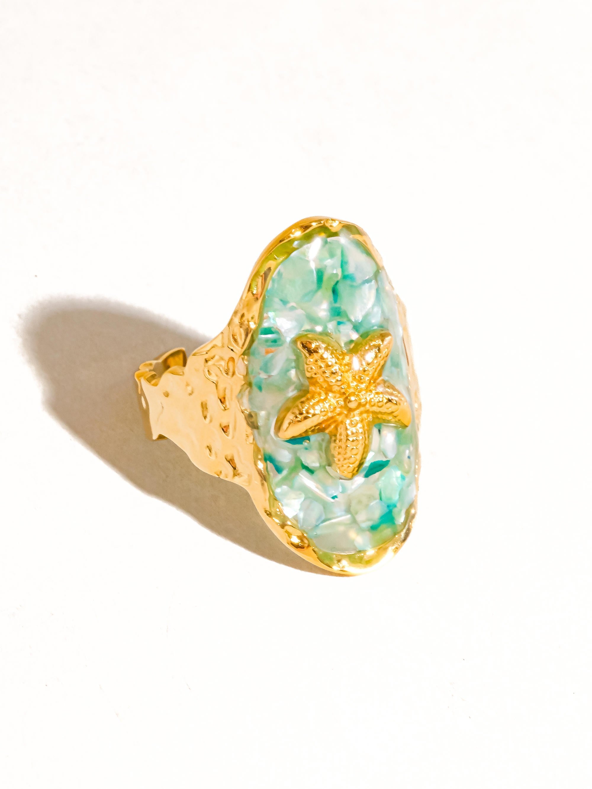 18k Gold Non-tarnish Starfish Ring