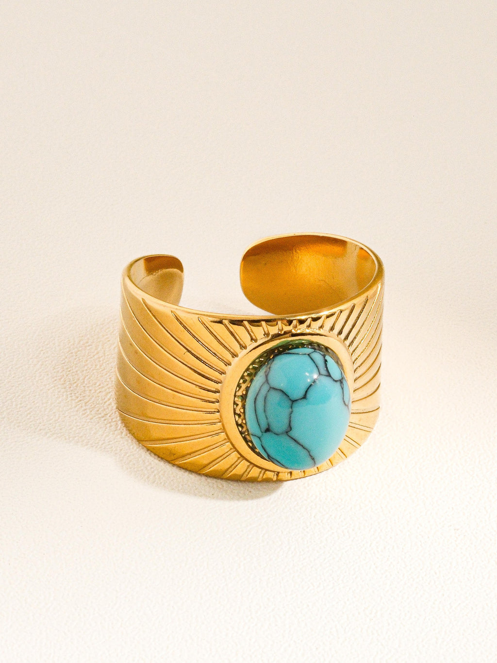 18k Gold Non-tarnish Turquoise Stone Ring