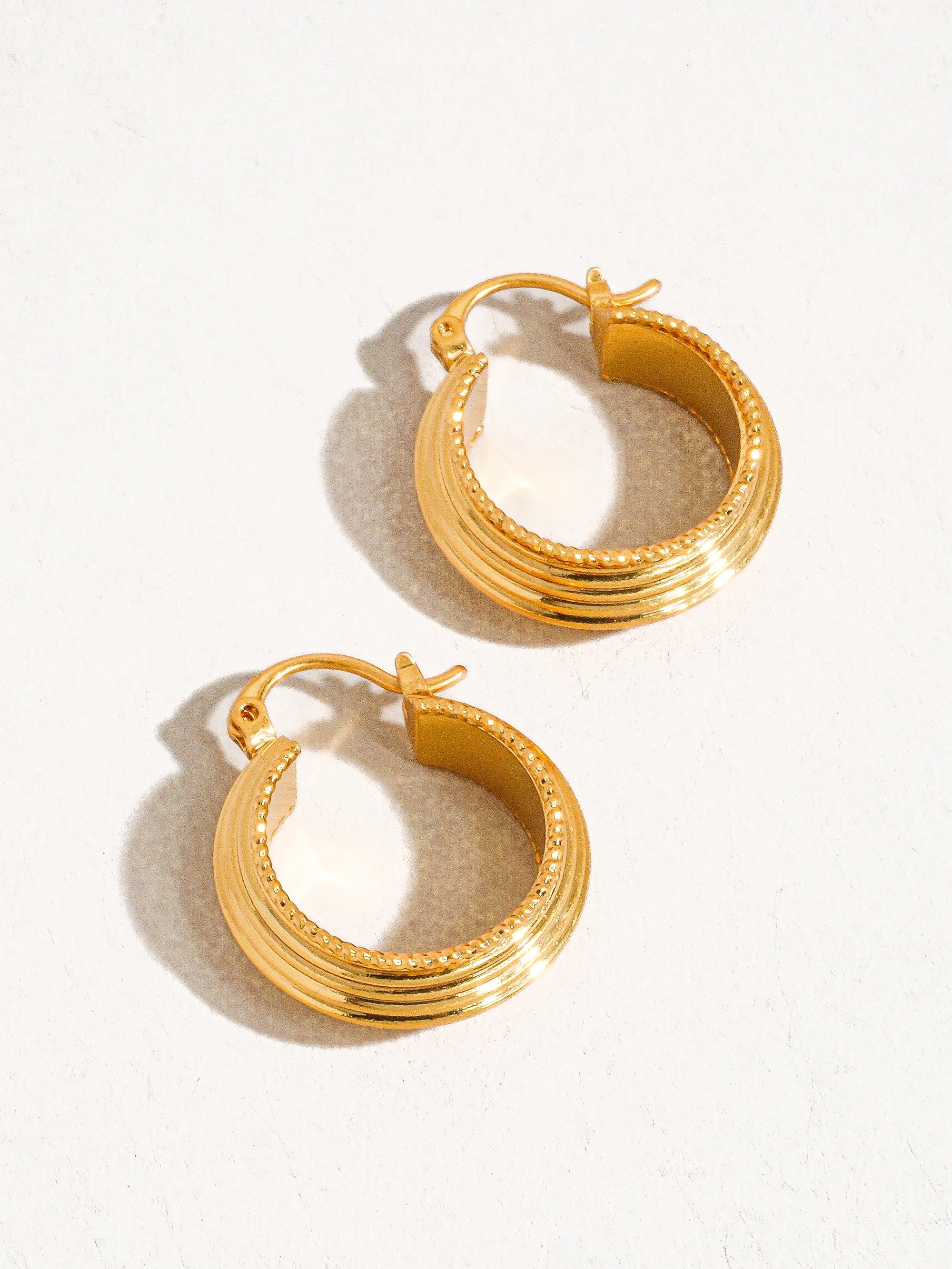 18k Gold Textured Hoop Earring