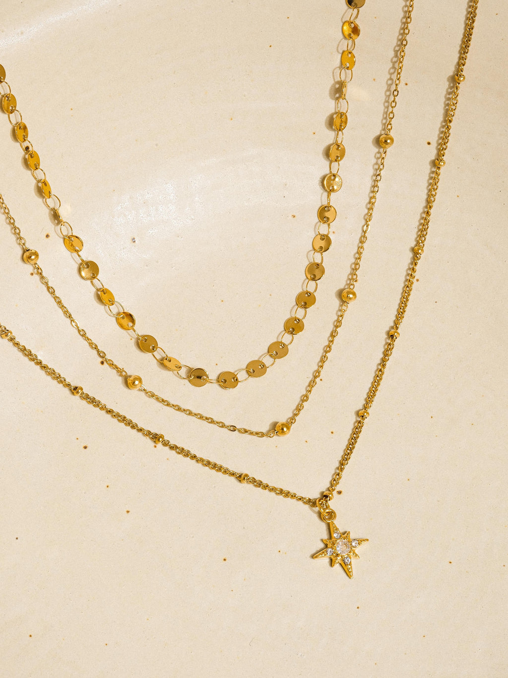 18k Non-tarnish Layered Cz Star Necklace