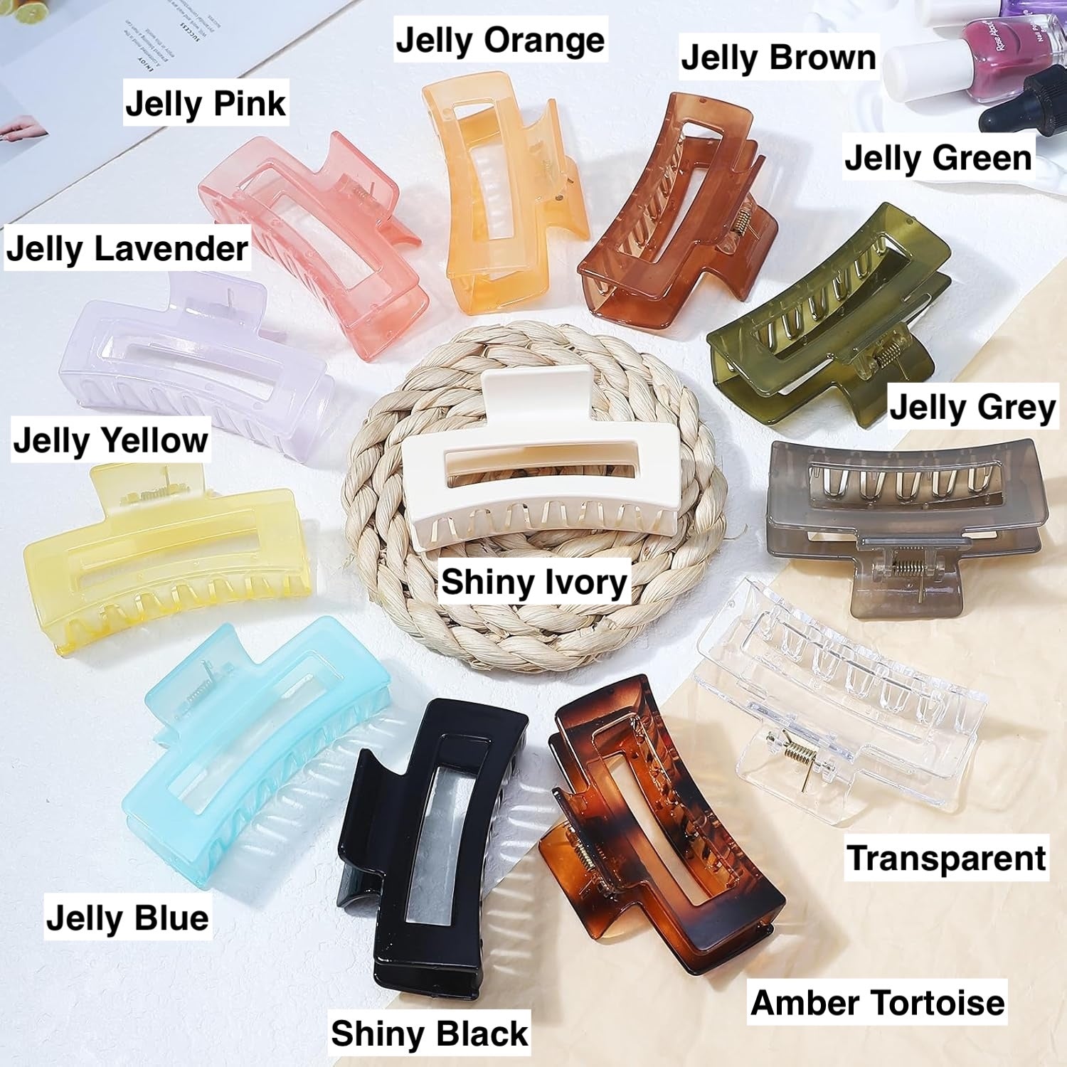 3.5 Inch Jelly Hair Claw Clips