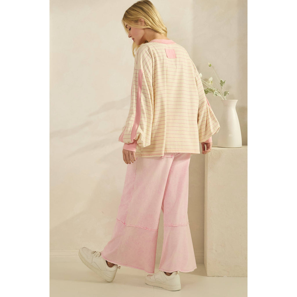 Pink Stripe Oversized Pullover