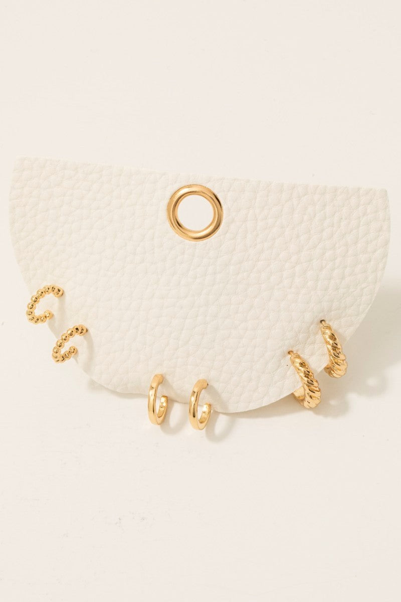 Three Pair Assorted Mini Hoop Earrings Set