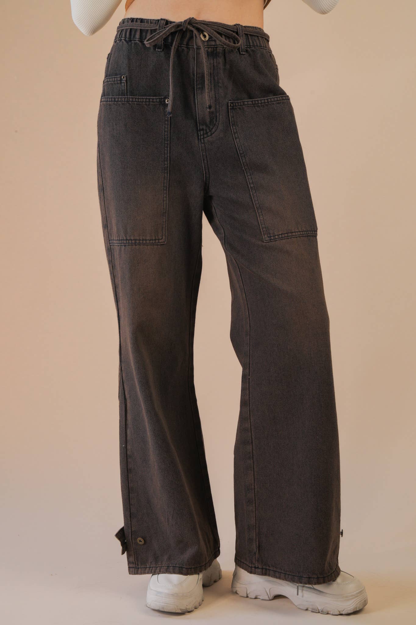 Very Jean Wide Leg Brown Washed Denim Jean