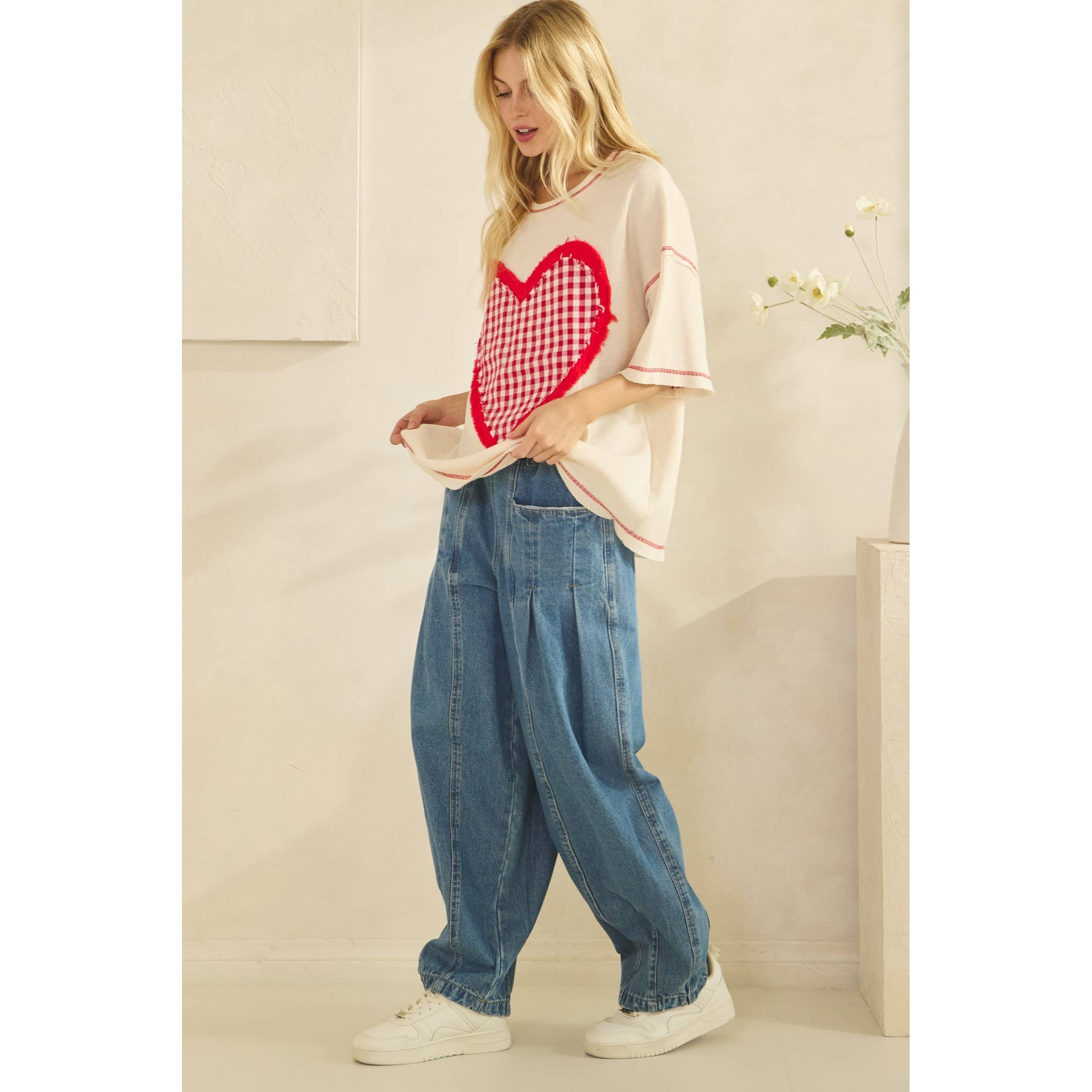 Sweetheart Gingham Waffle Tee