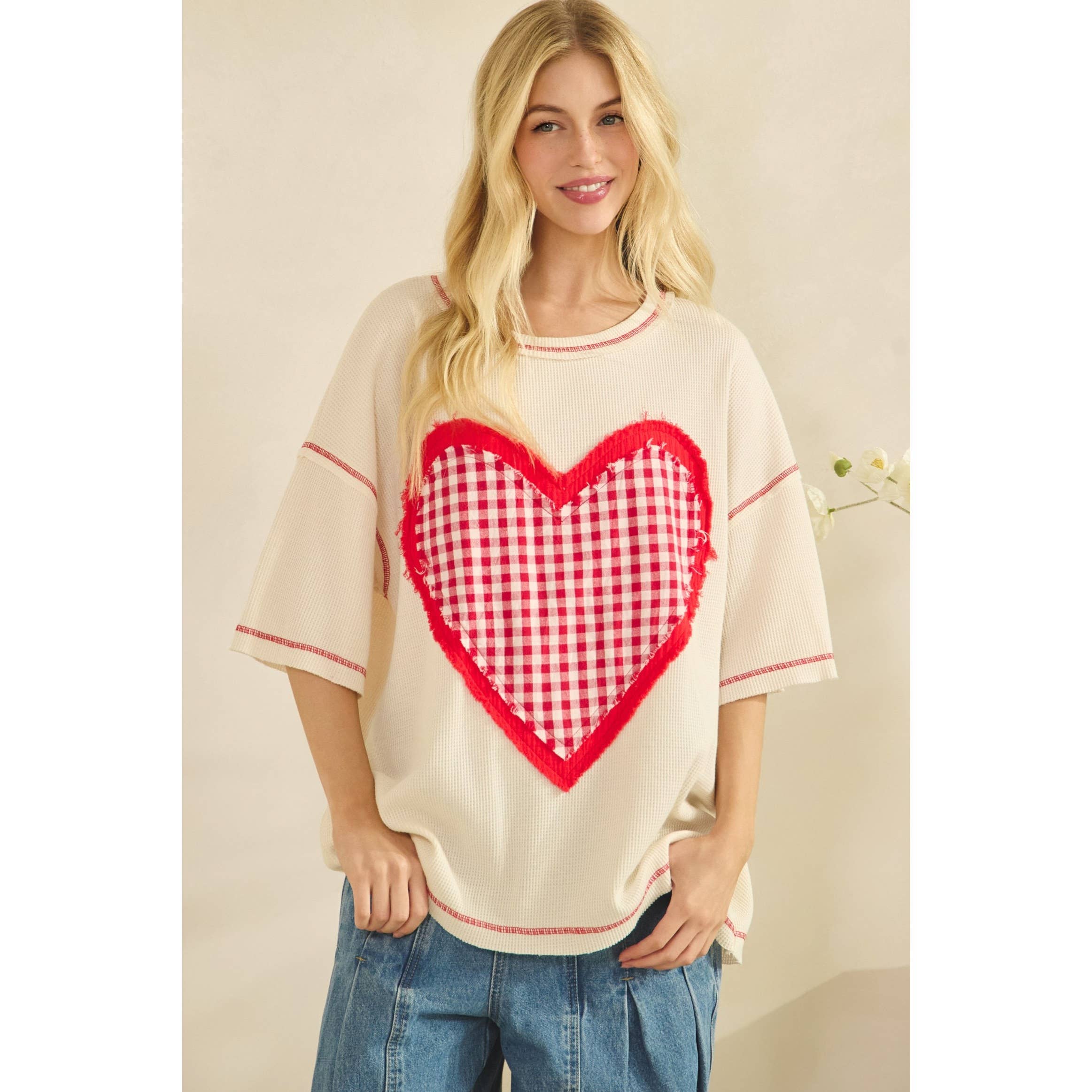 Sweetheart Gingham Waffle Tee