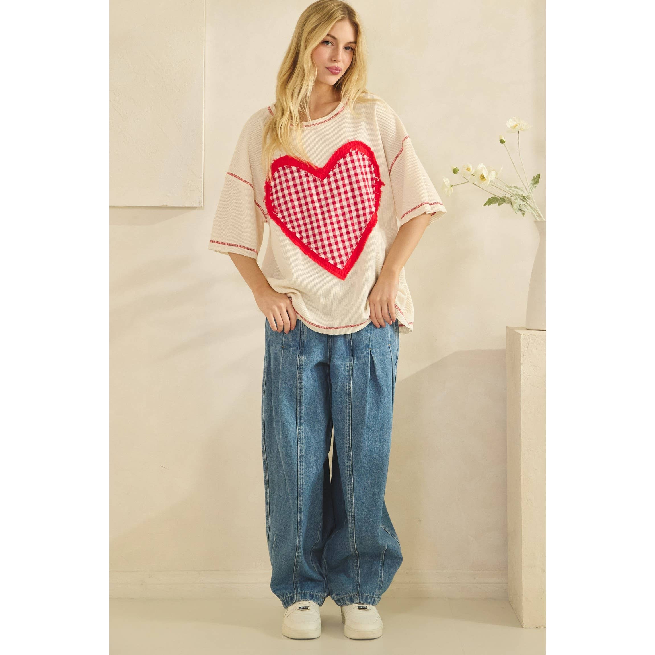 Sweetheart Gingham Waffle Tee