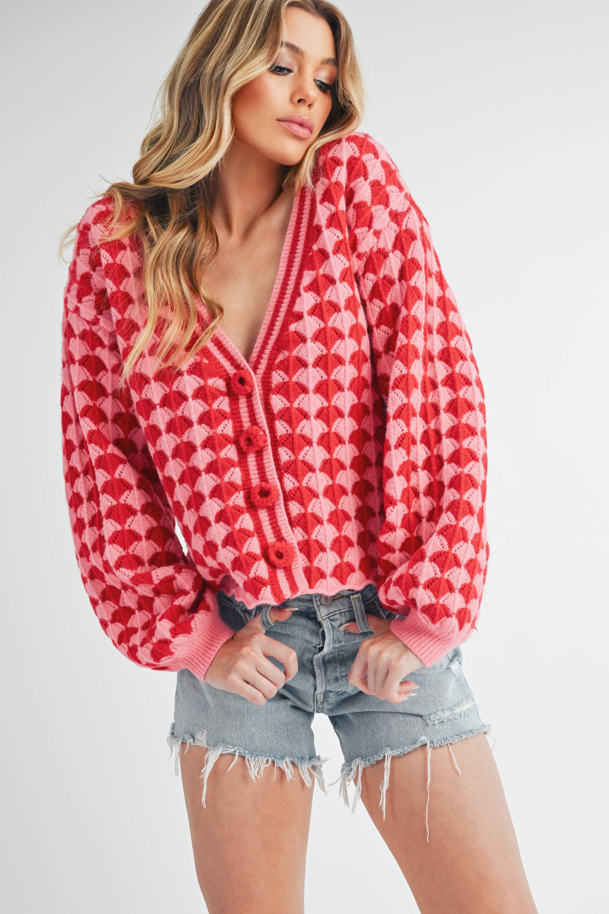 Fantasia Pink + Red Cardigan
