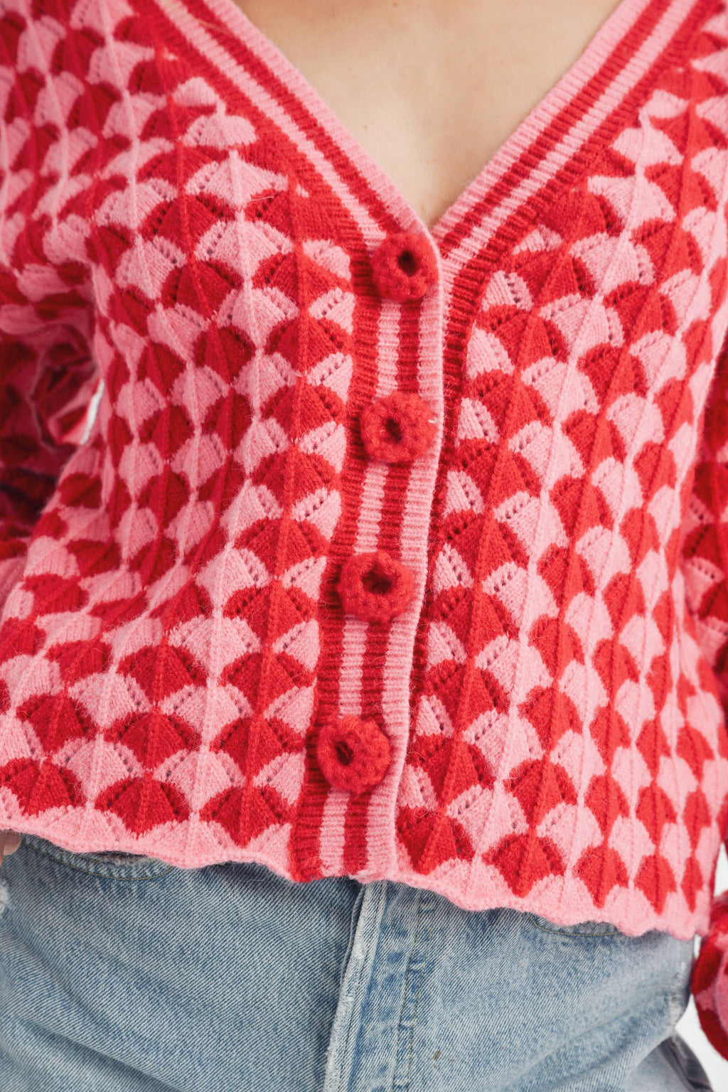 Fantasia Pink + Red Cardigan
