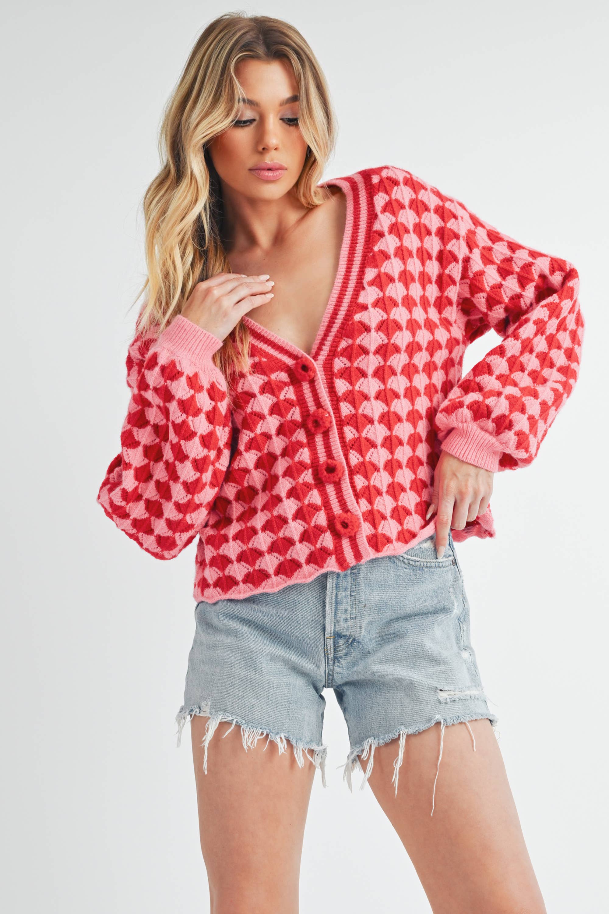 Fantasia Pink + Red Cardigan