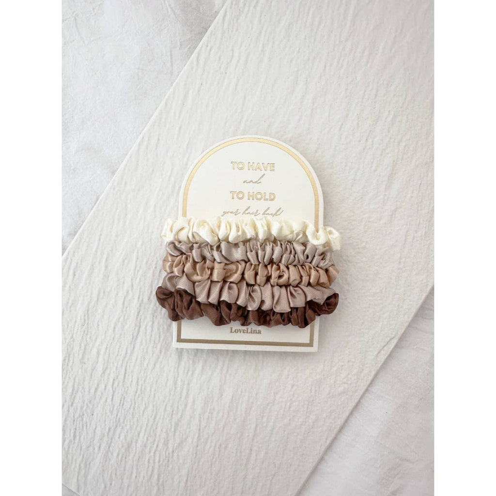 5pc Skinny Silk Hair Tie Scrunchie Set