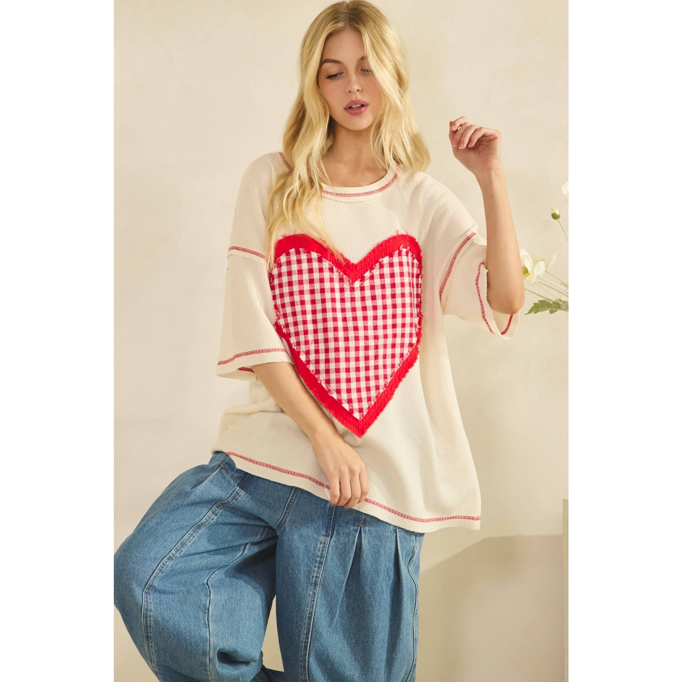 Sweetheart Gingham Waffle Tee