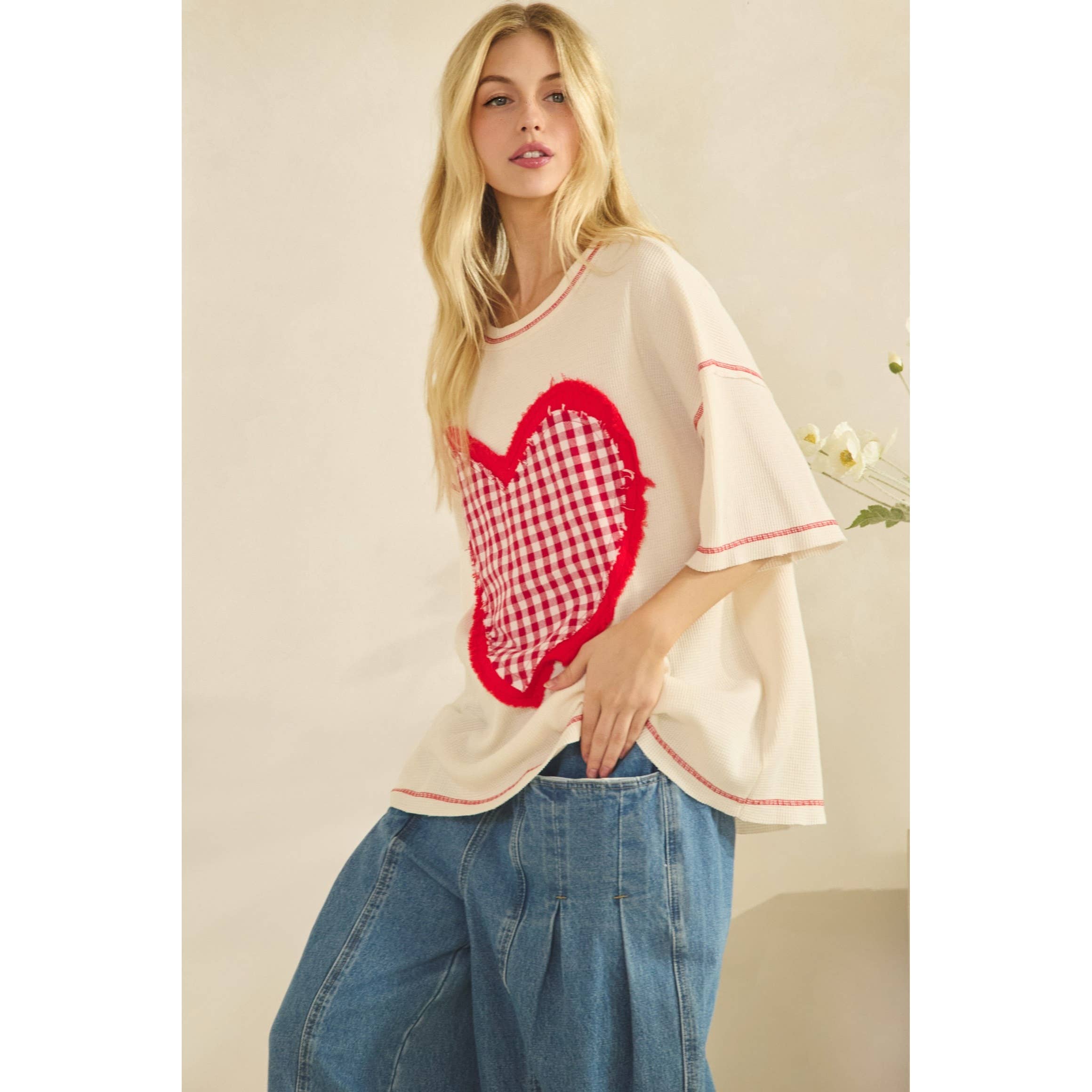 Sweetheart Gingham Waffle Tee