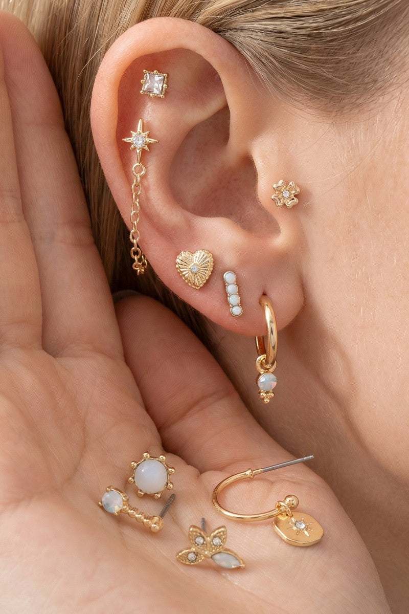 Assorted Stud Huggie And Drop Earring Set