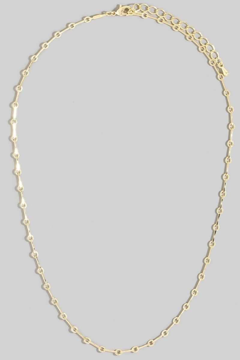 Gold Bar And Ring Link Station Chain Necklace