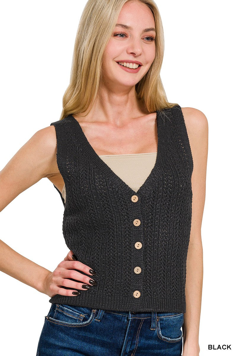 Button Down Black Sweater Vest