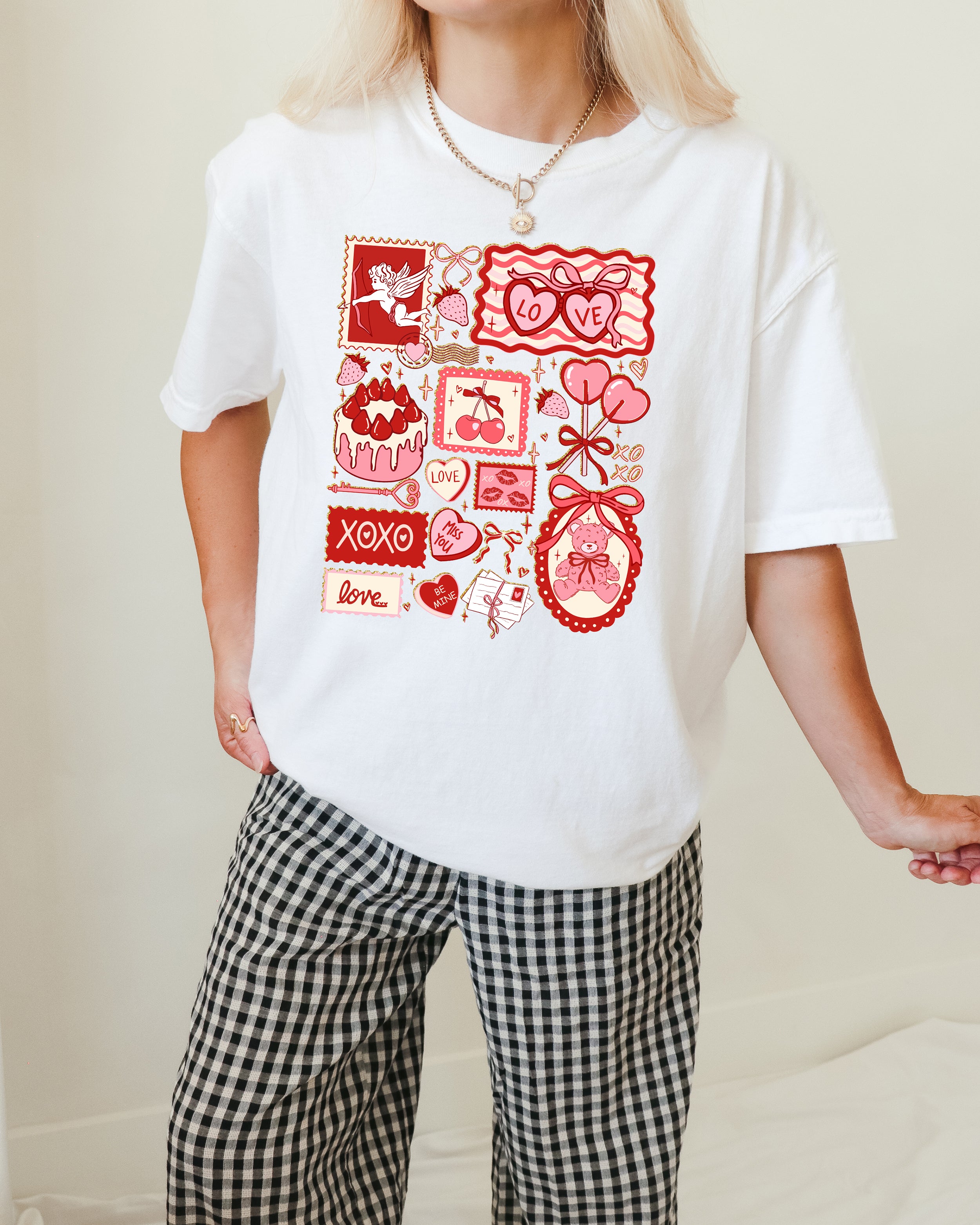 Vintage Valentine Collage Tee or Crew Sweatshirt