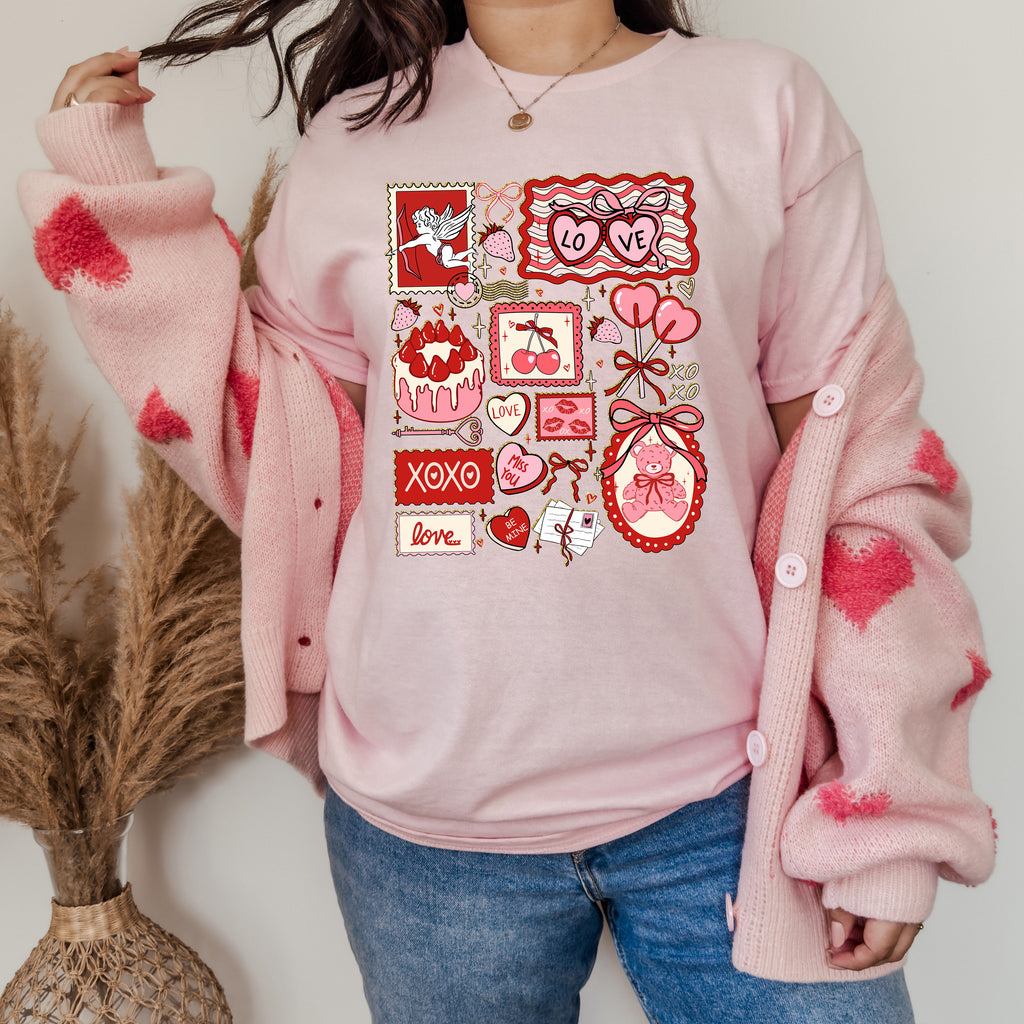 Vintage Valentine Collage Tee or Crew Sweatshirt