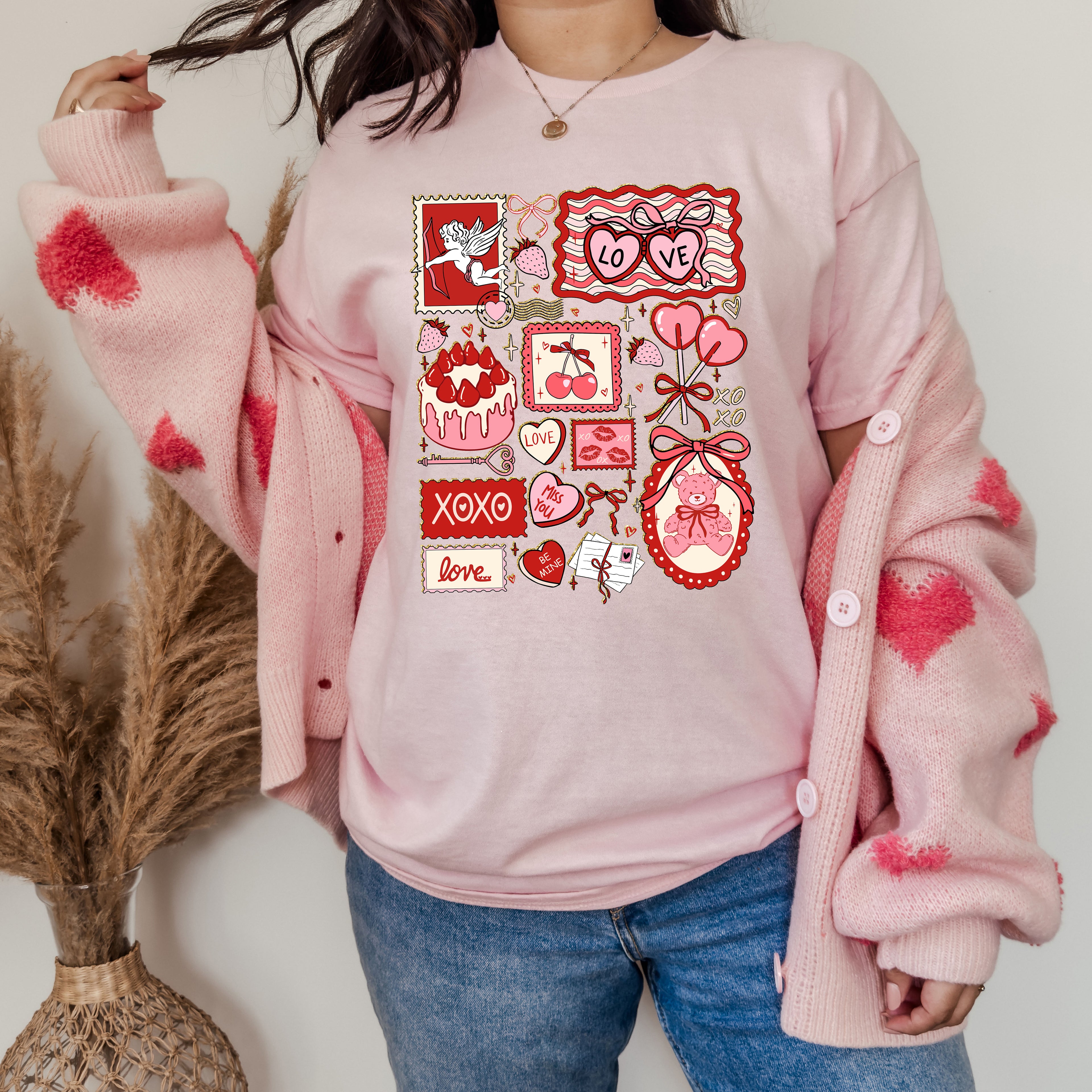 Vintage Valentine Collage Tee or Crew Sweatshirt