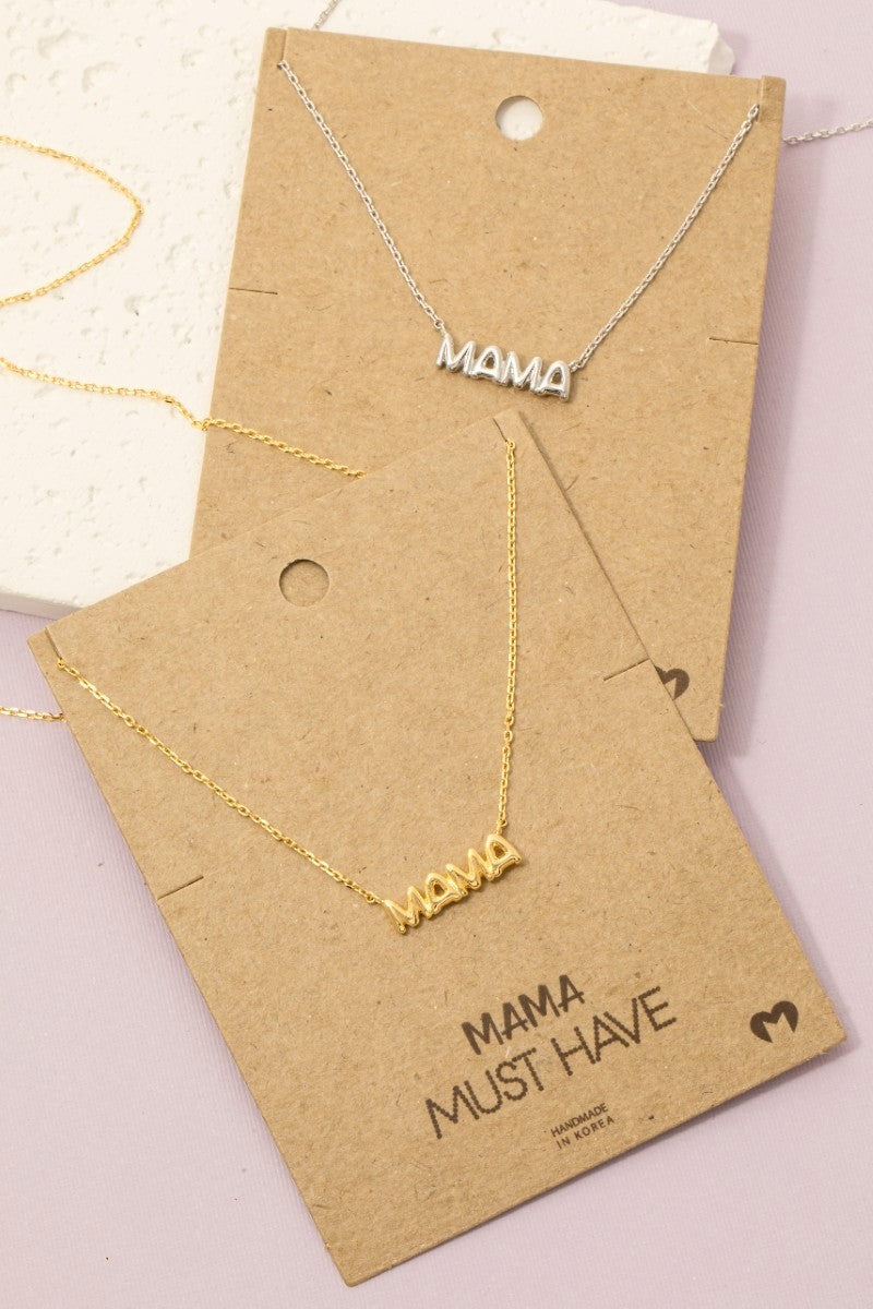 Gold Dipped Bubble Mama Pendant Necklace