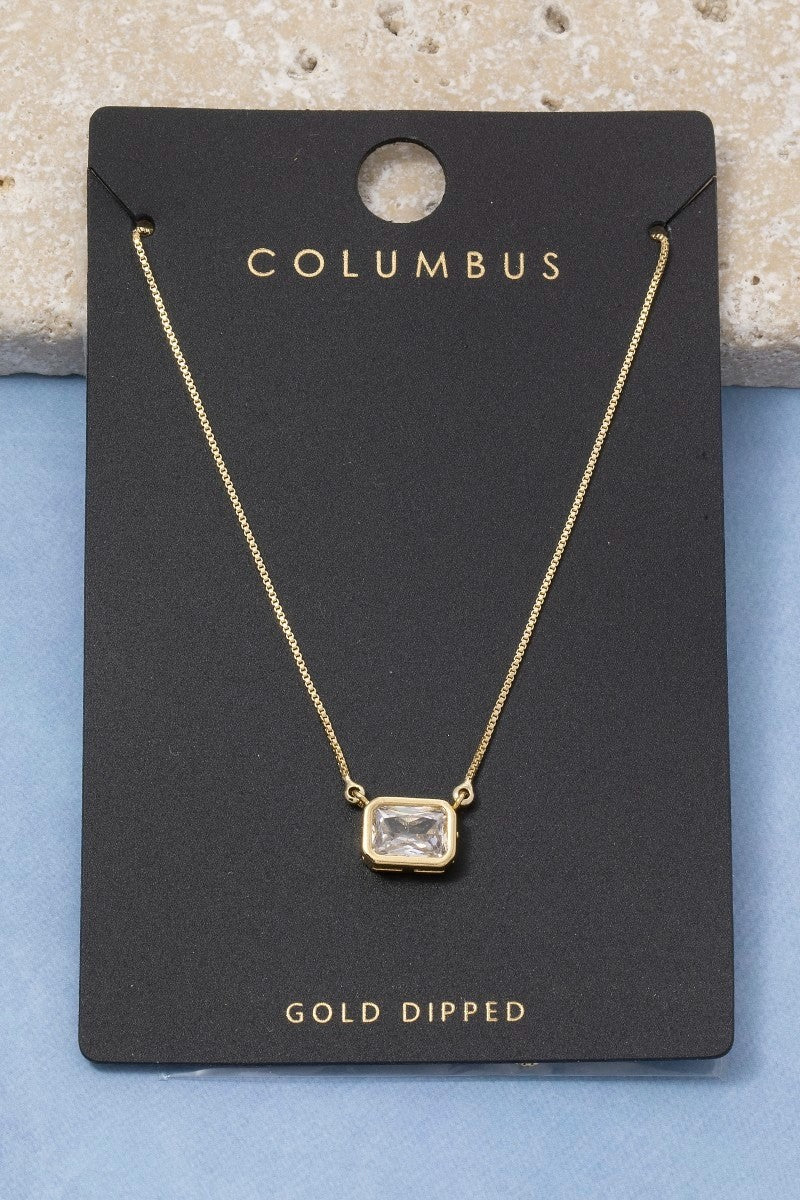 Gold Dipped Cz Baguette Pendant Necklace